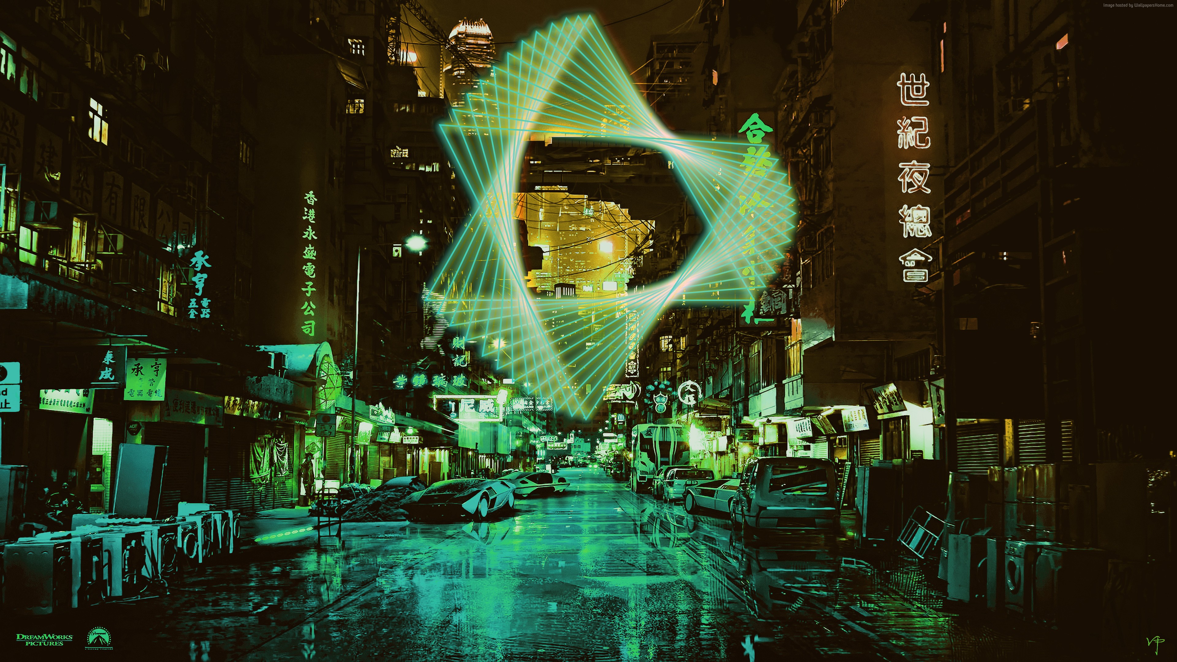 Neon City Street at Night 4K HD Wallpaper