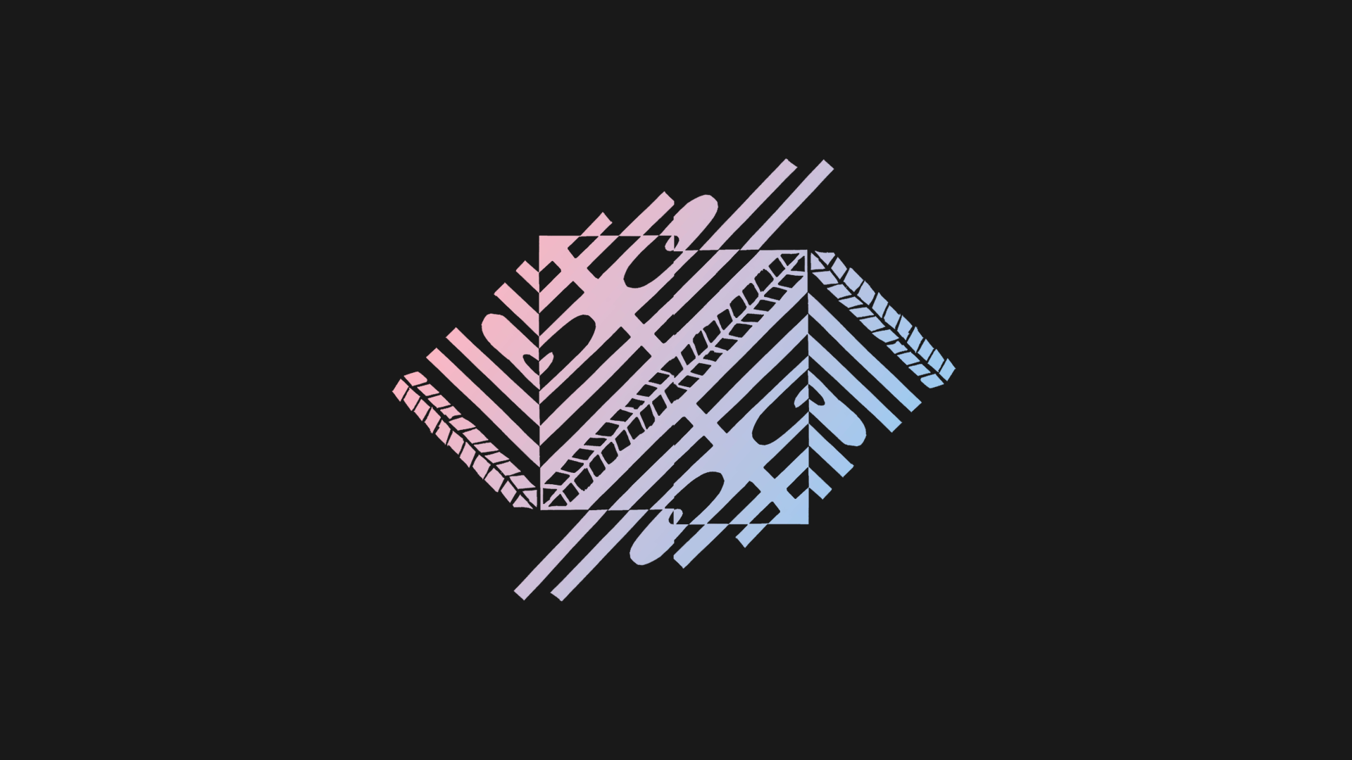 Abstract geometric logo with pink and blue gradient HD Wallpaper