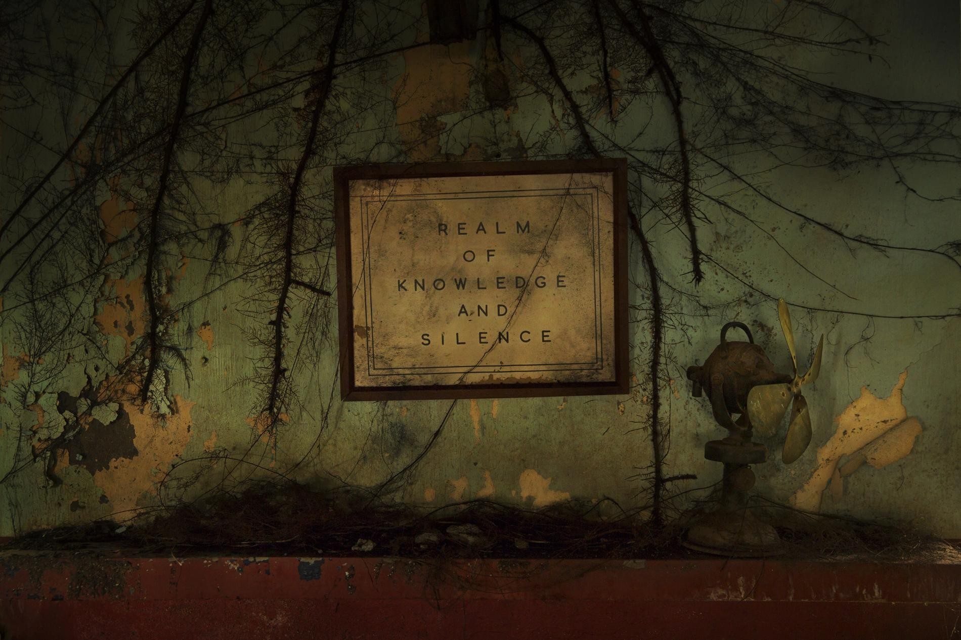 Realm of Knowledge and Silence painting with old fan HD Wallpaper