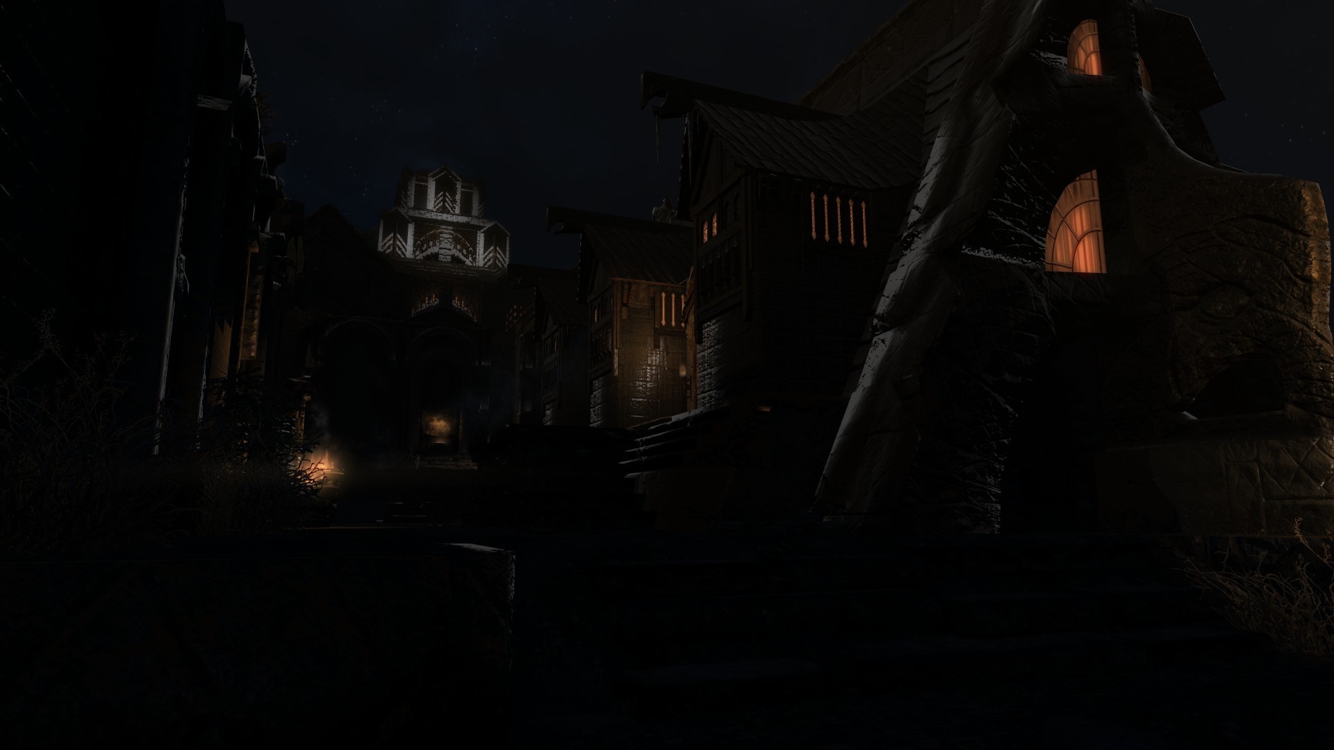 The Elder Scrolls V Skyrim night scene HD Wallpaper