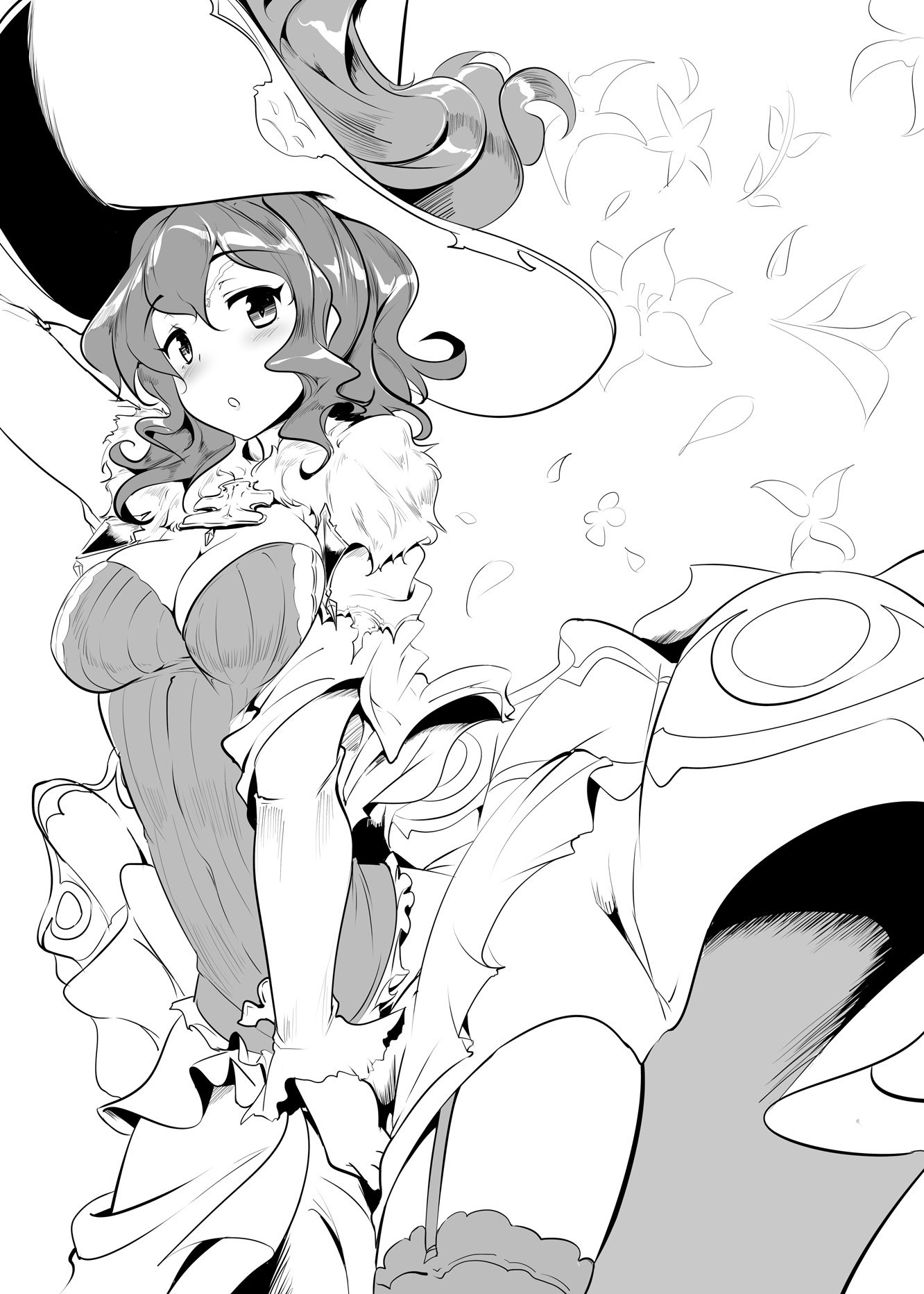 Anime girl in witch hat and dress HD Wallpaper