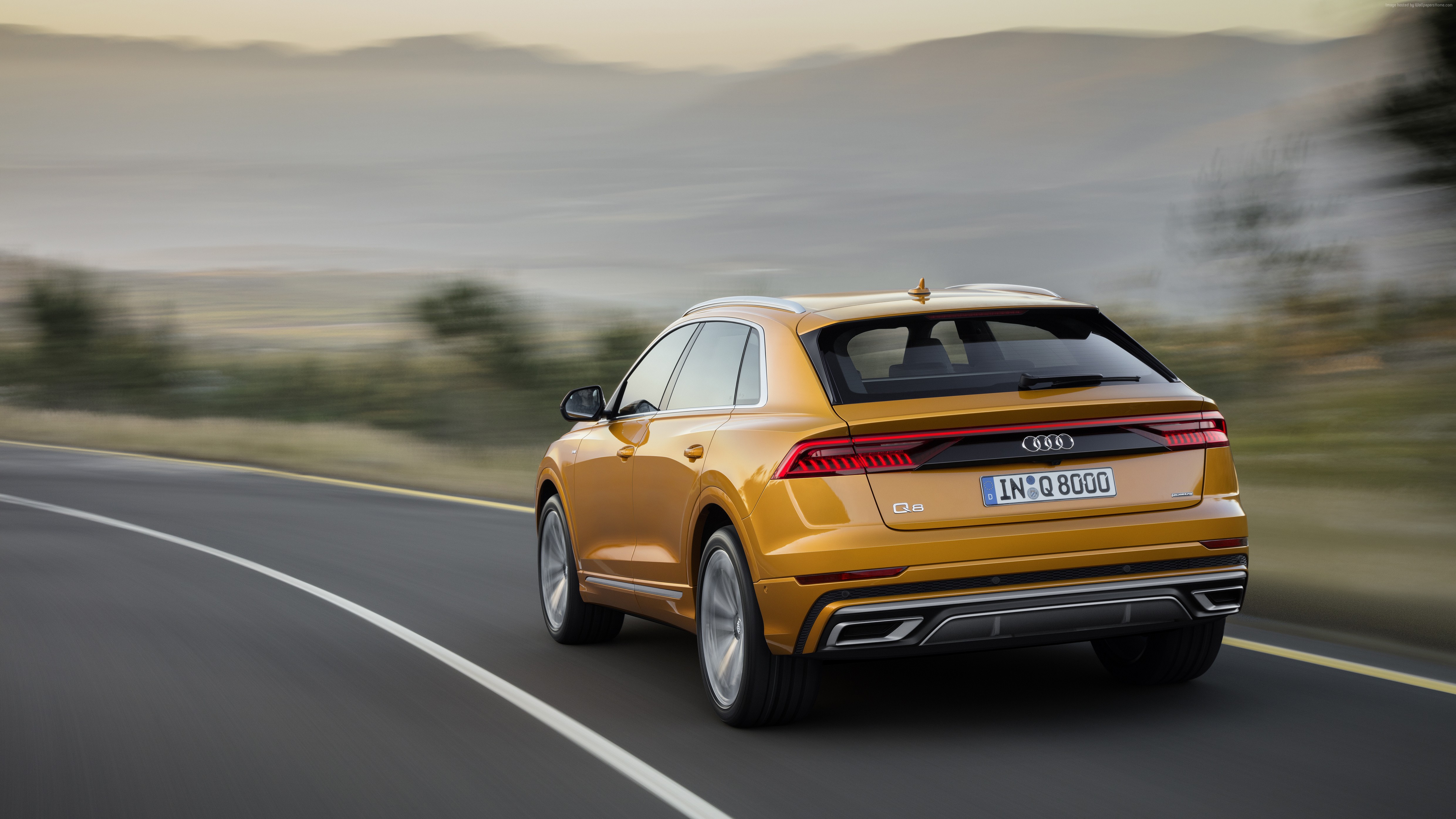 Audi Q8 SUV driving on a road HD Wallpaper