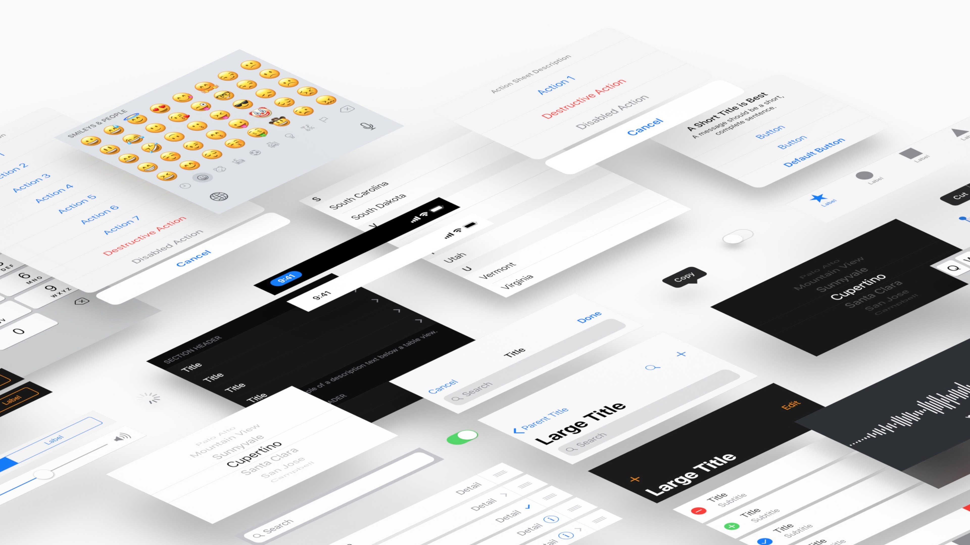 iOS 12 UI Elements and Design Mockups 4K HD Wallpaper