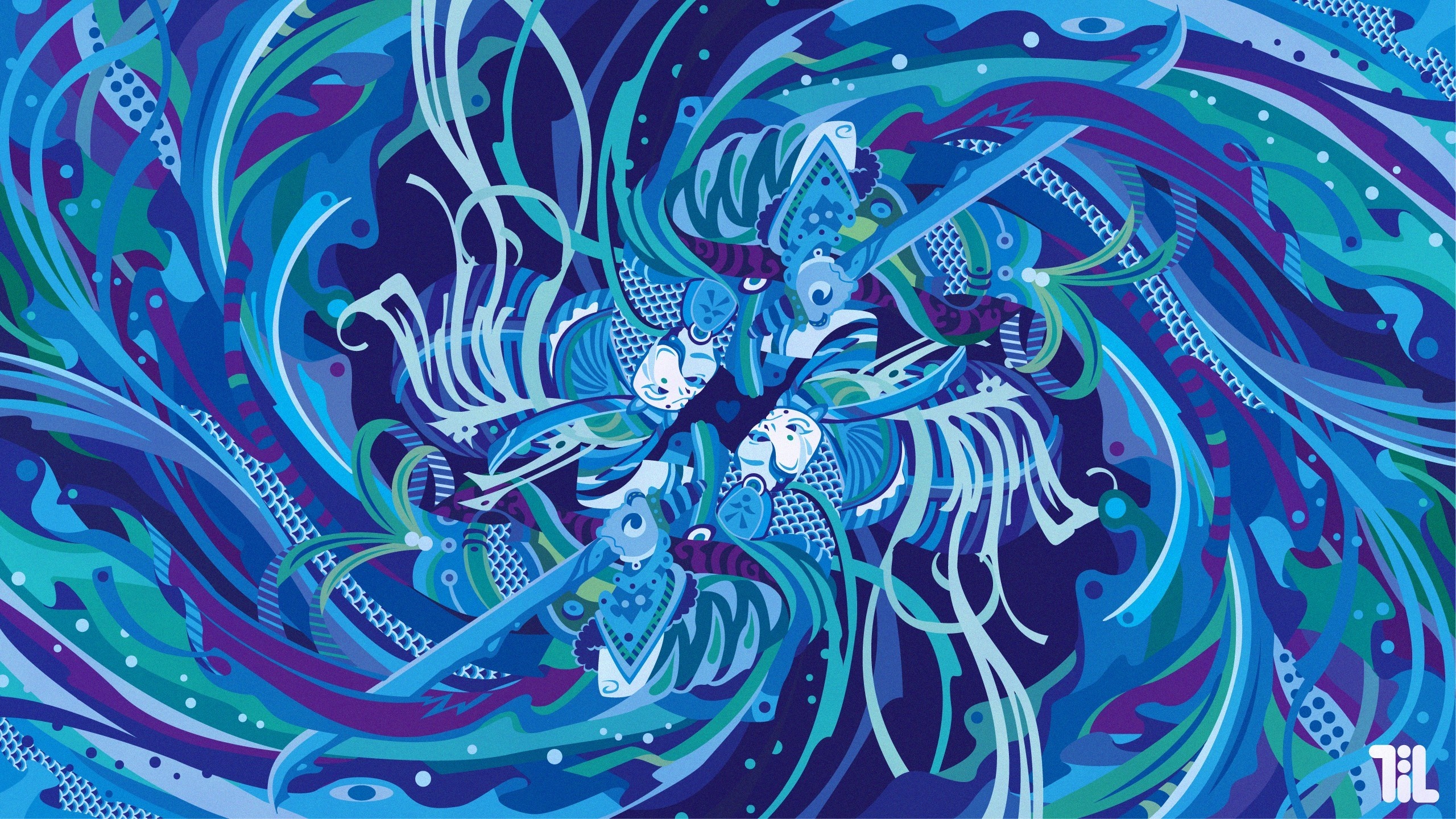 Abstract blue and purple swirling artwork by Taylor Crisdale HD Wallpaper