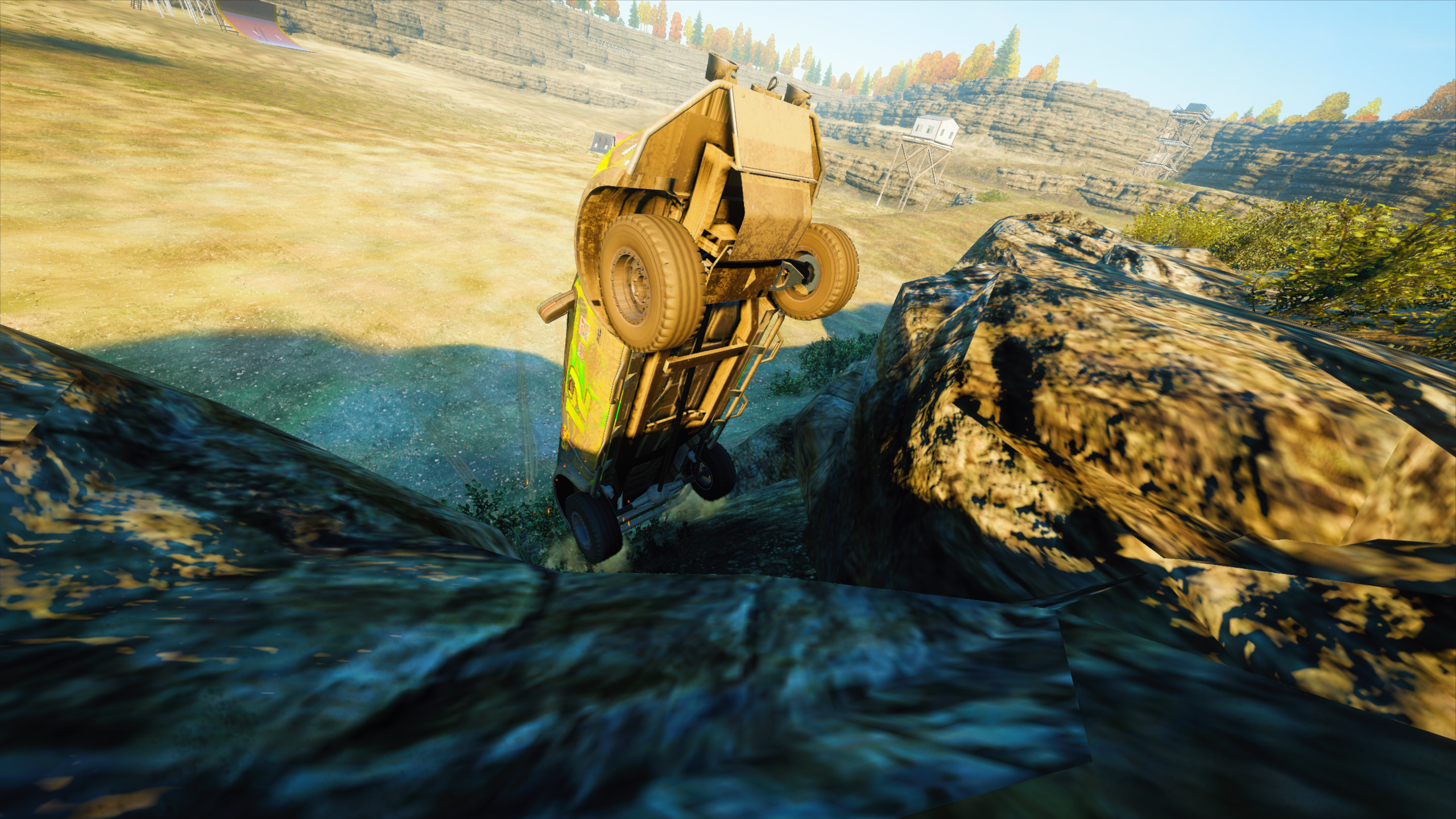 Car flipping over a cliff in The Crew HD Wallpaper