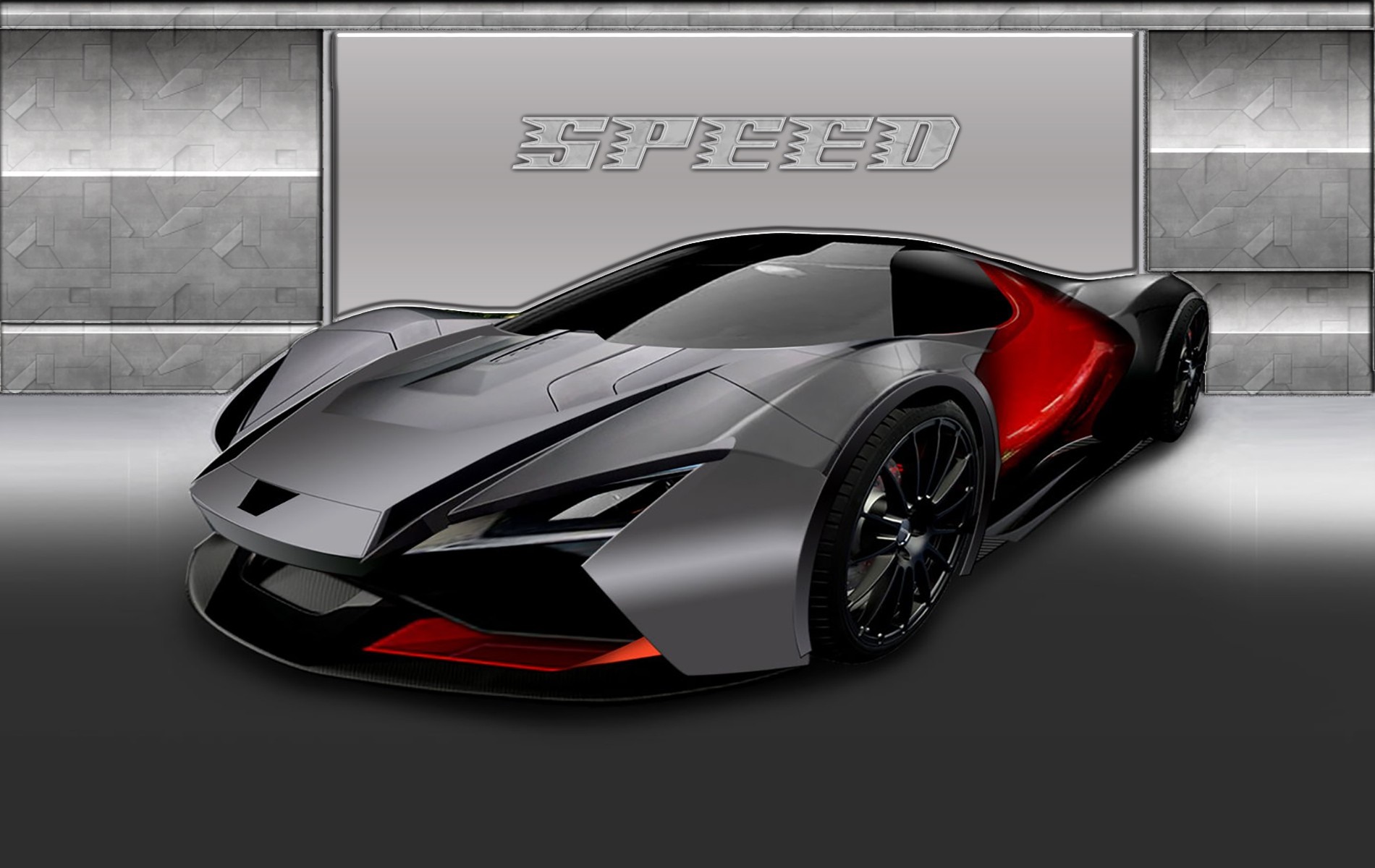 Concept sports car with "SPEED" text HD Wallpaper