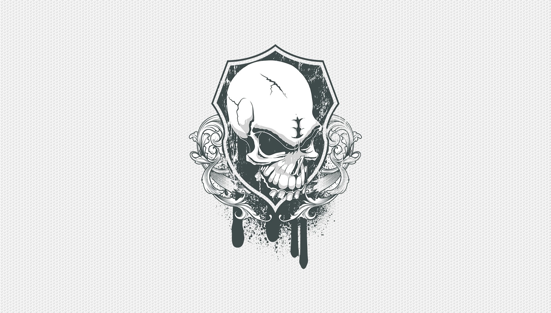 Skull with ornate shield and dripping effect HD Wallpaper
