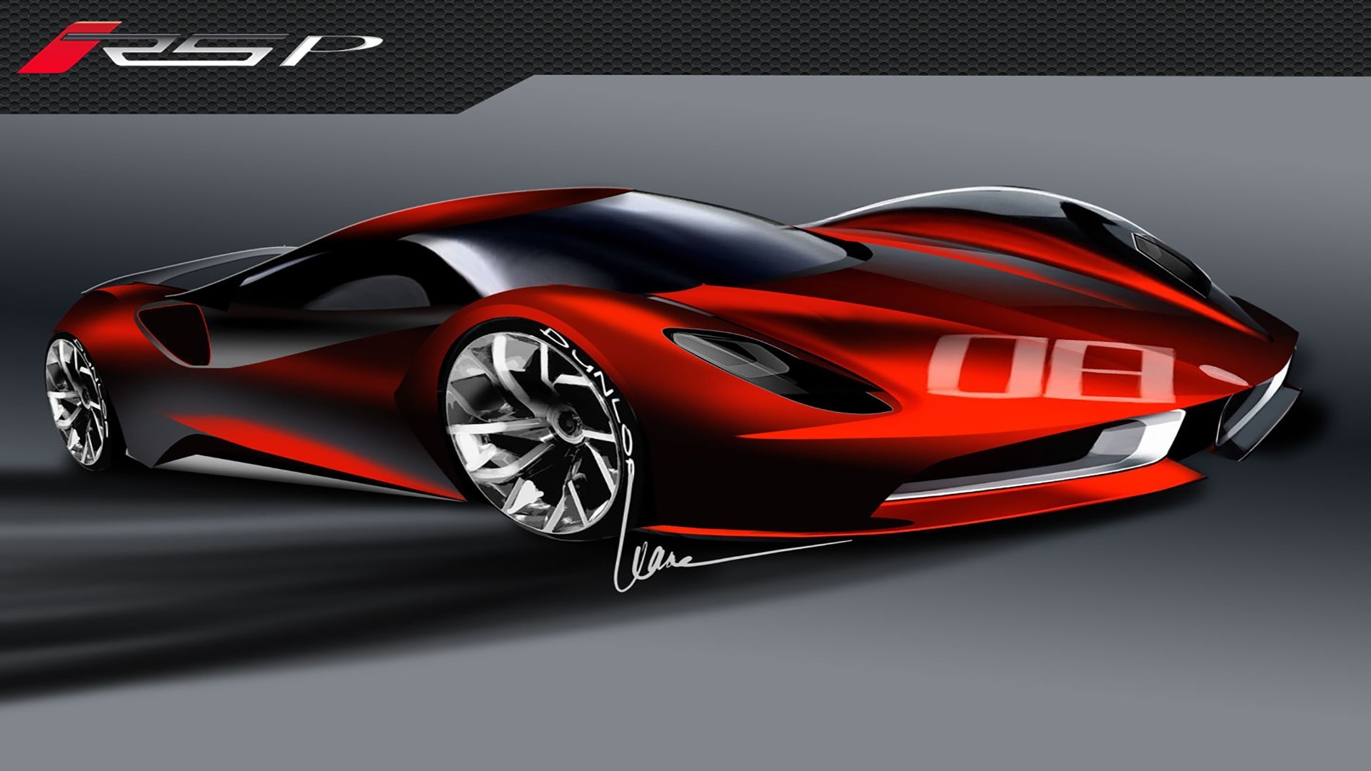 Red concept sports car with RSP logo HD Wallpaper