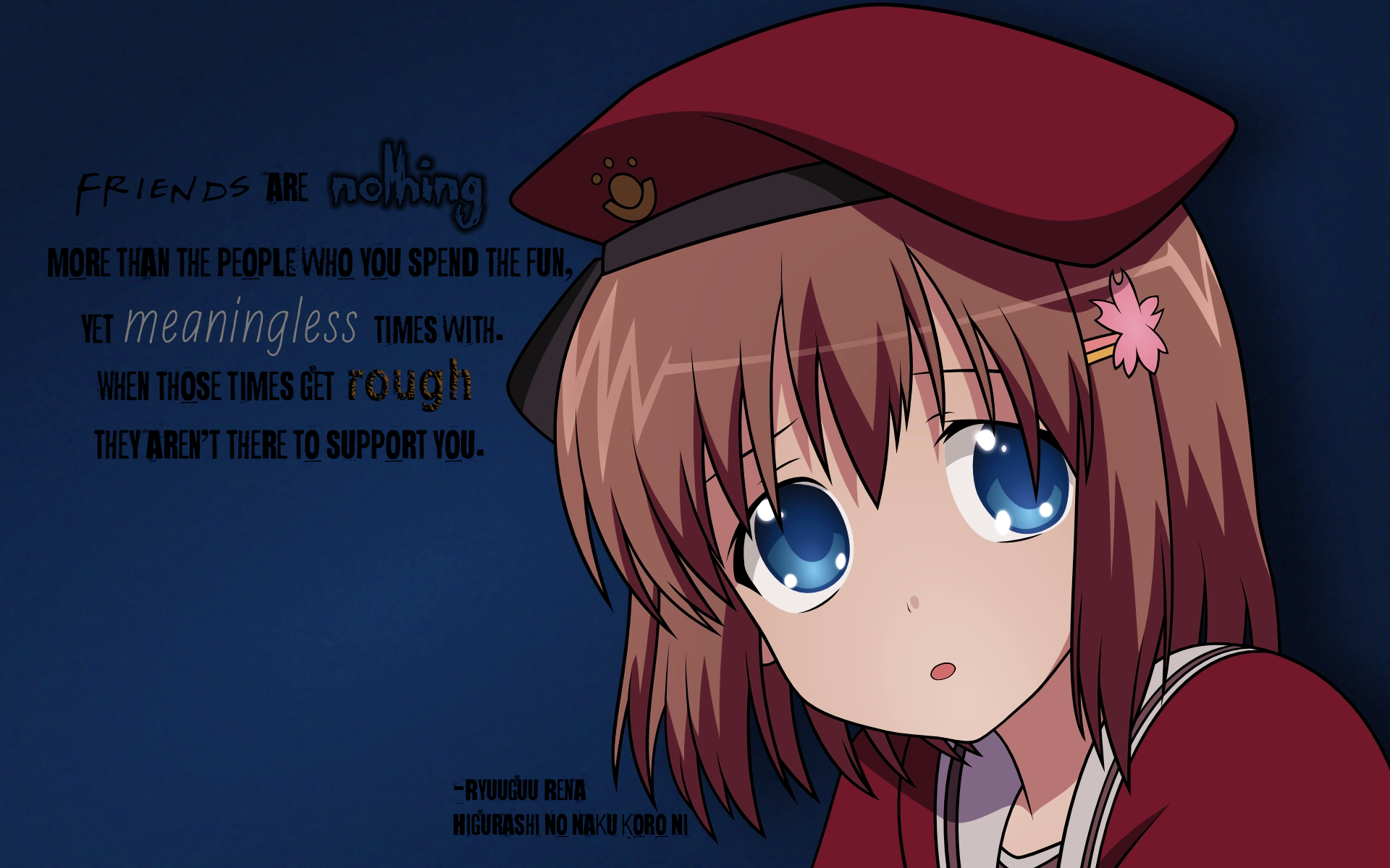 Ryuuguu Rena from Higurashi No Naku Koro Ni with Quote HD Wallpaper