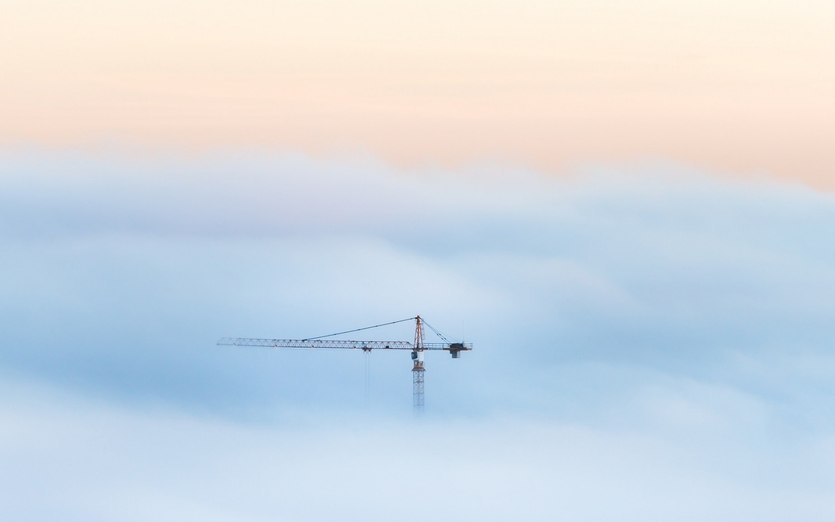 Crane machine above the clouds at sunrise HD Wallpaper