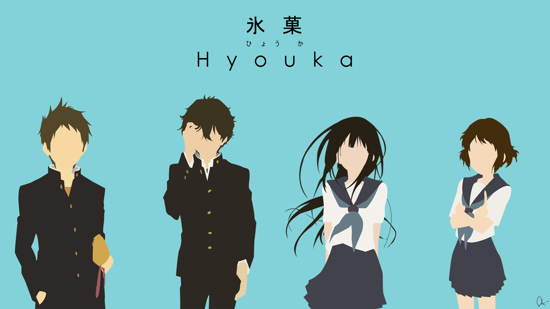 Hyouka characters: Oreki Houtarou, Chitanda Eru, Fukube Satoshi, Ibara Mayaka HD Wallpaper