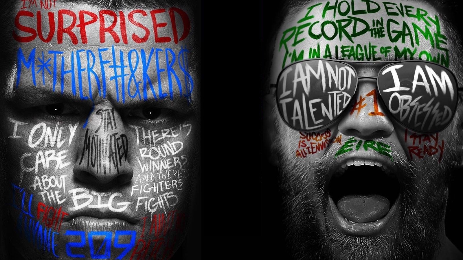 Conor McGregor and Khabib Nurmagomedov face art HD Wallpaper