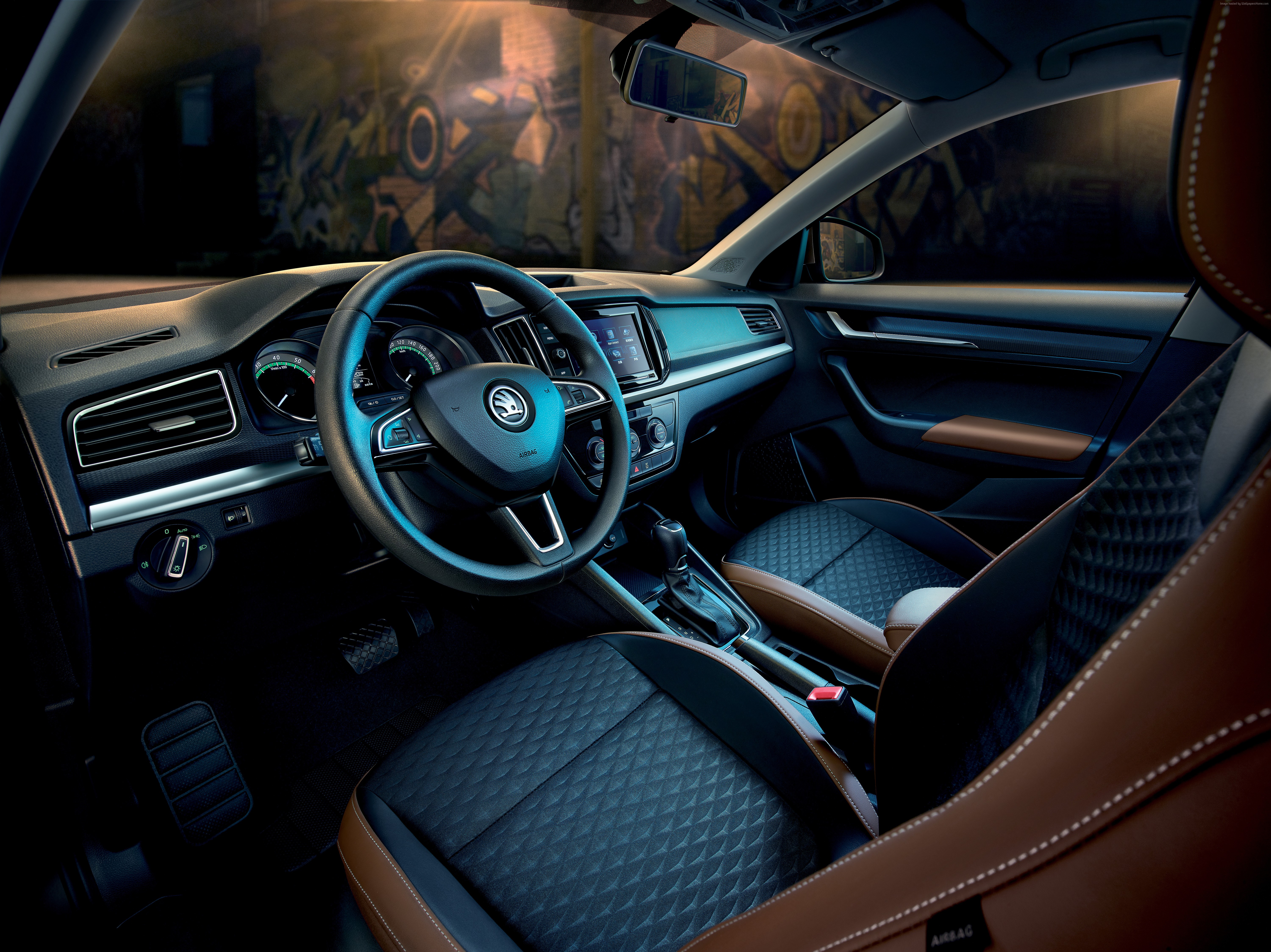 Interior of a 2019 Skoda Kamiq SUV HD Wallpaper