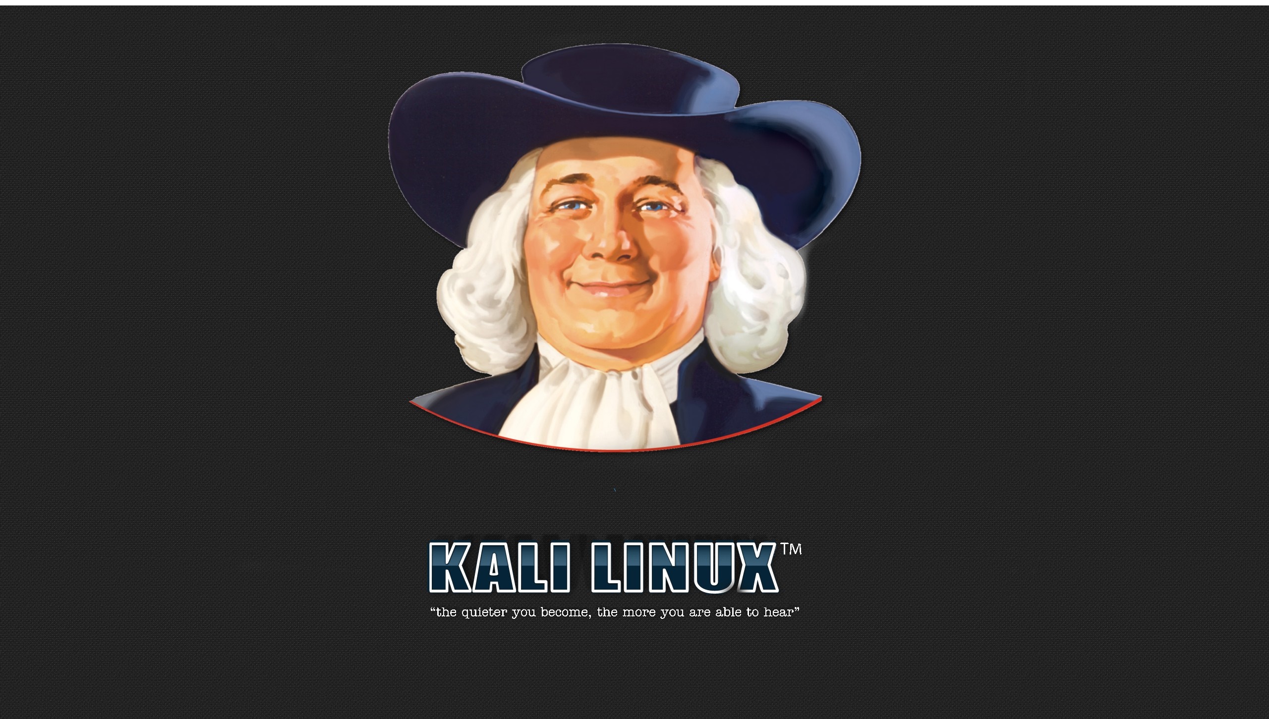 Kali Linux logo with Quaker man illustration HD Wallpaper