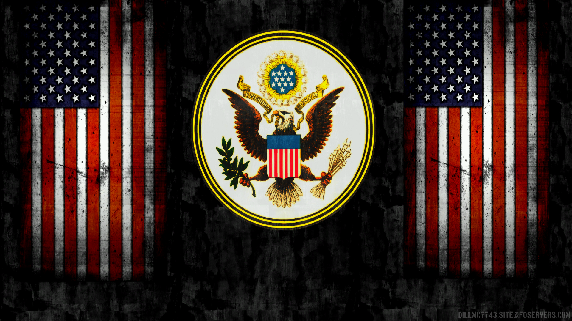 Great Seal of the United States and American Flags HD Wallpaper
