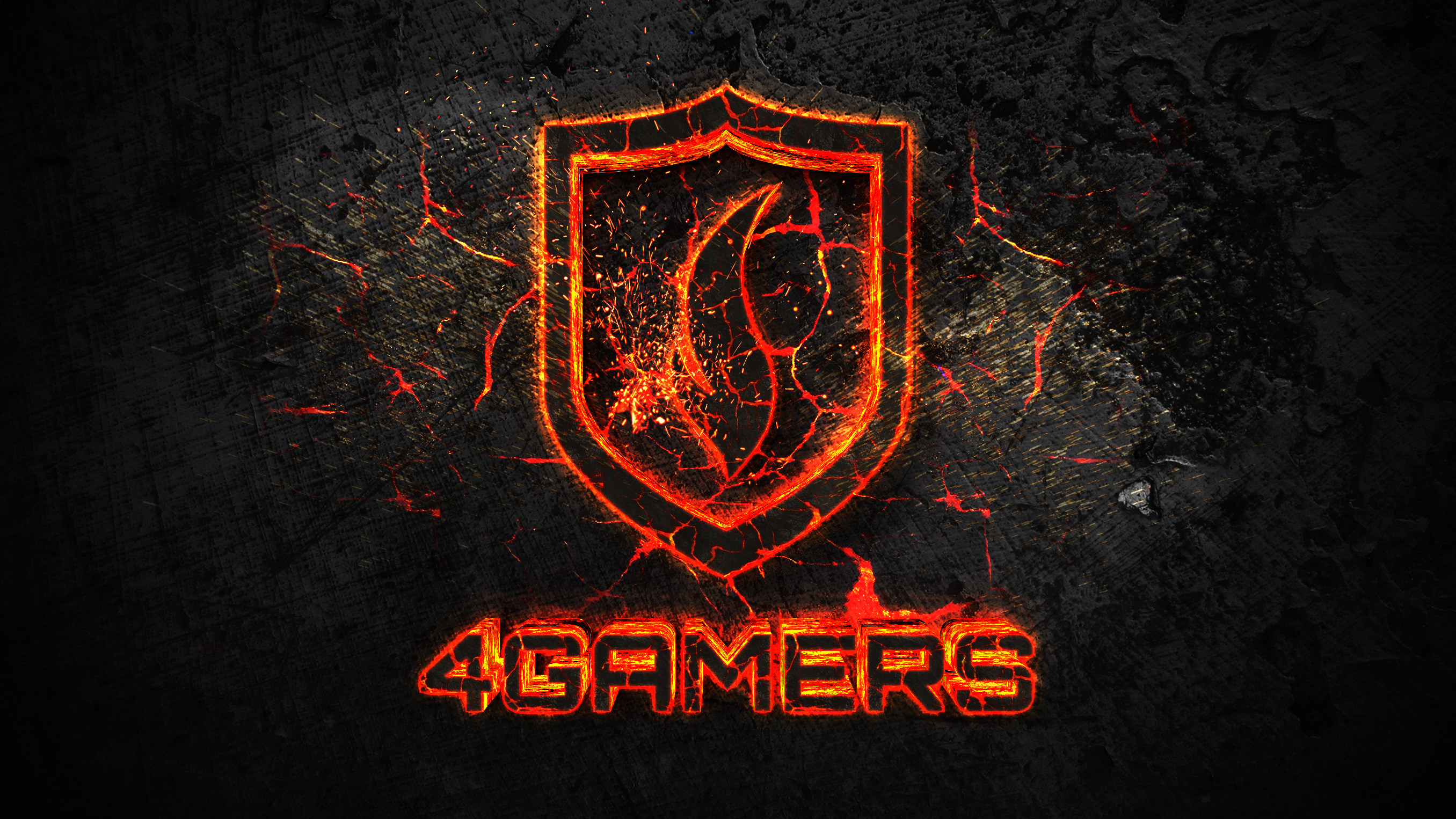 4Gamers logo with fiery shield and text HD Wallpaper