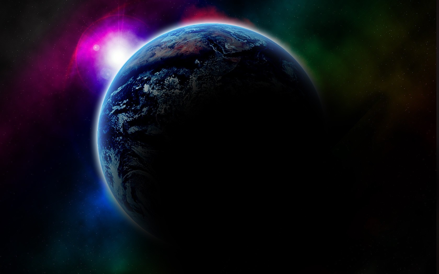 Planet Earth in colorful nebula and outer space HD Wallpaper