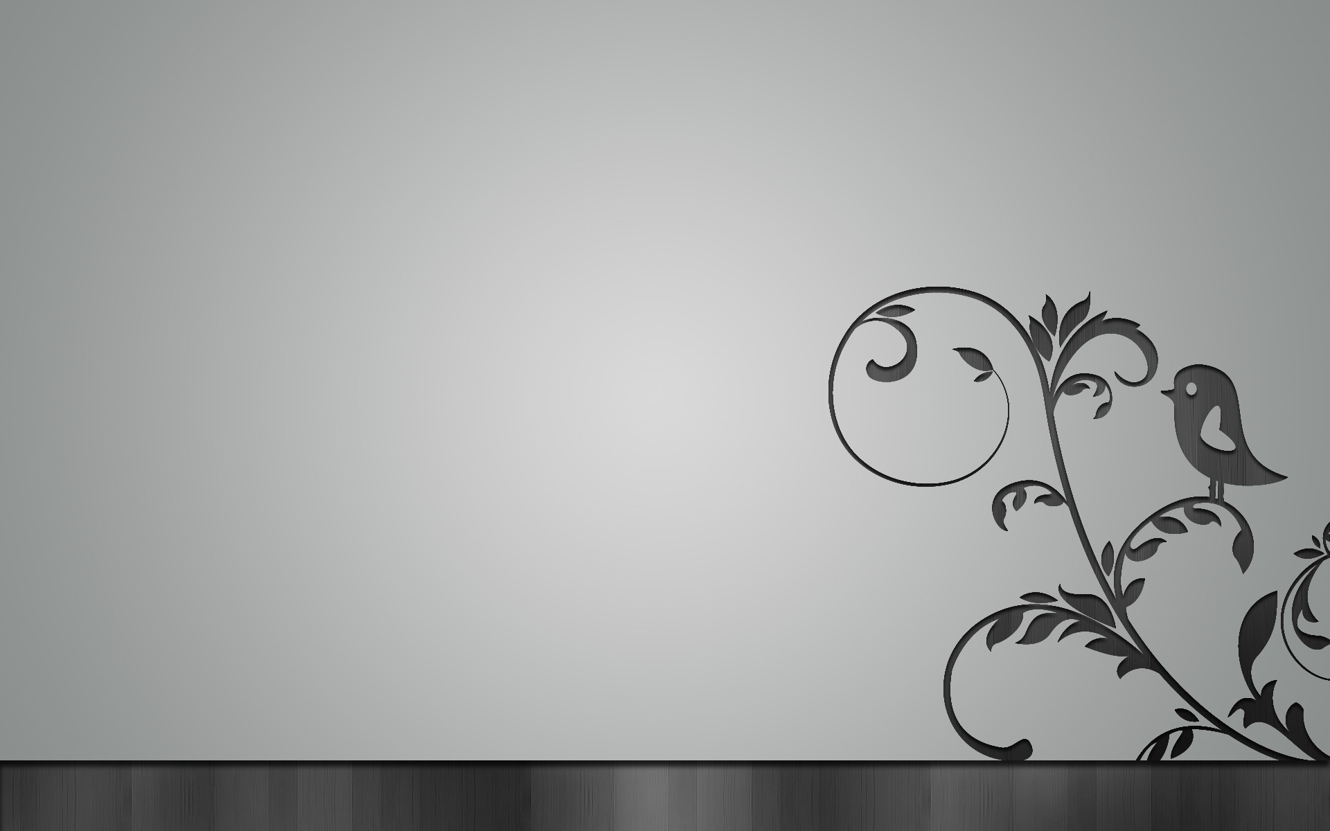 Minimalist bird and floral design on a grey background HD Wallpaper