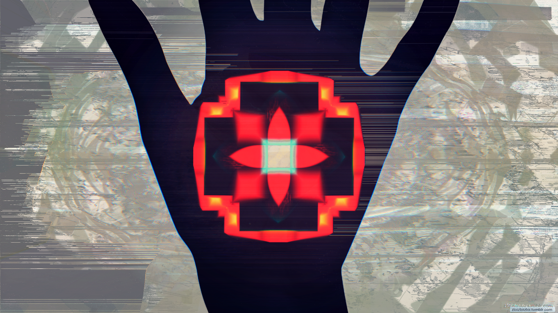 Abstract Red Glitch Art Hand Design HD Wallpaper