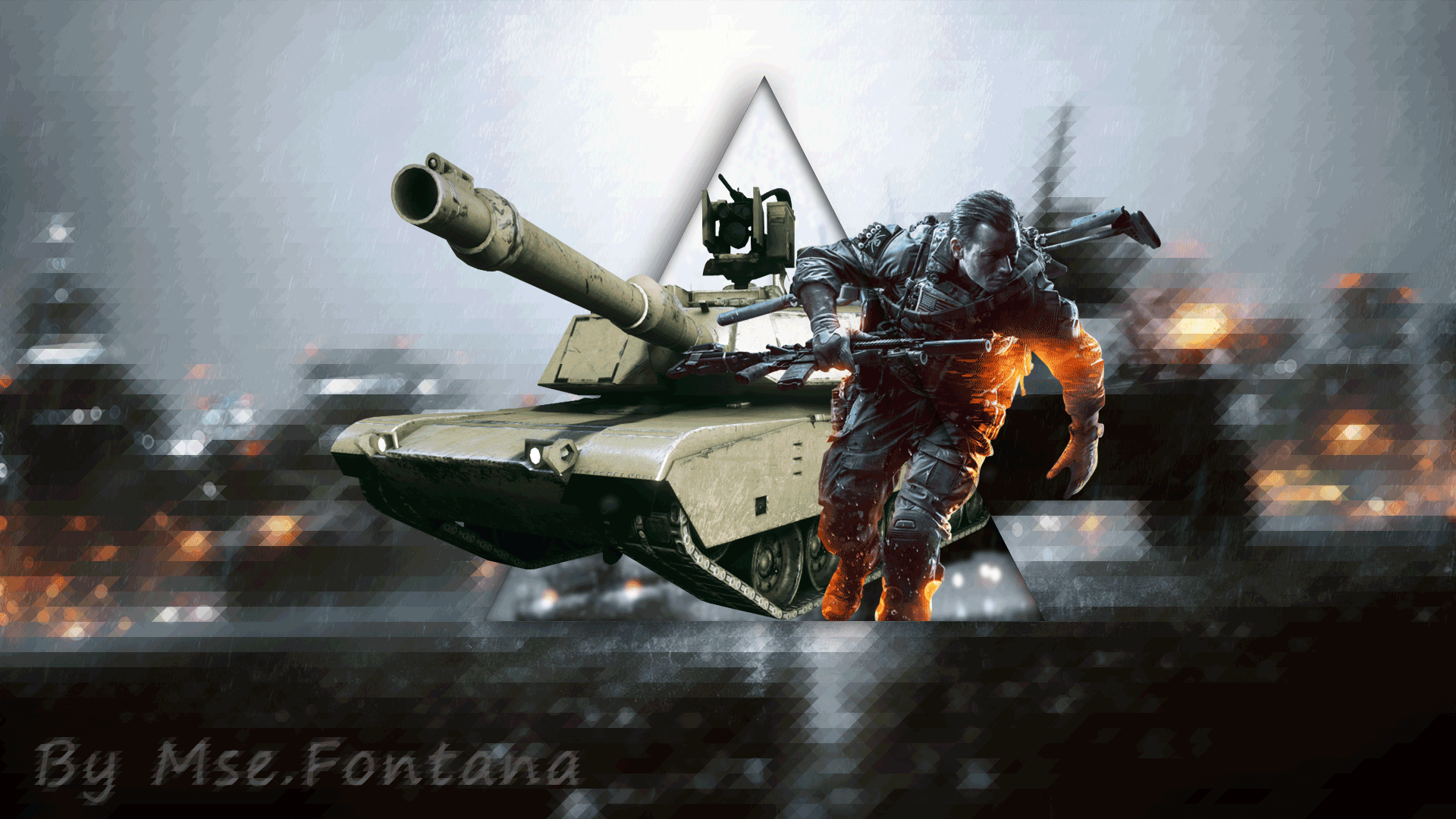 Soldier running with a tank in Battlefield 4 HD Wallpaper