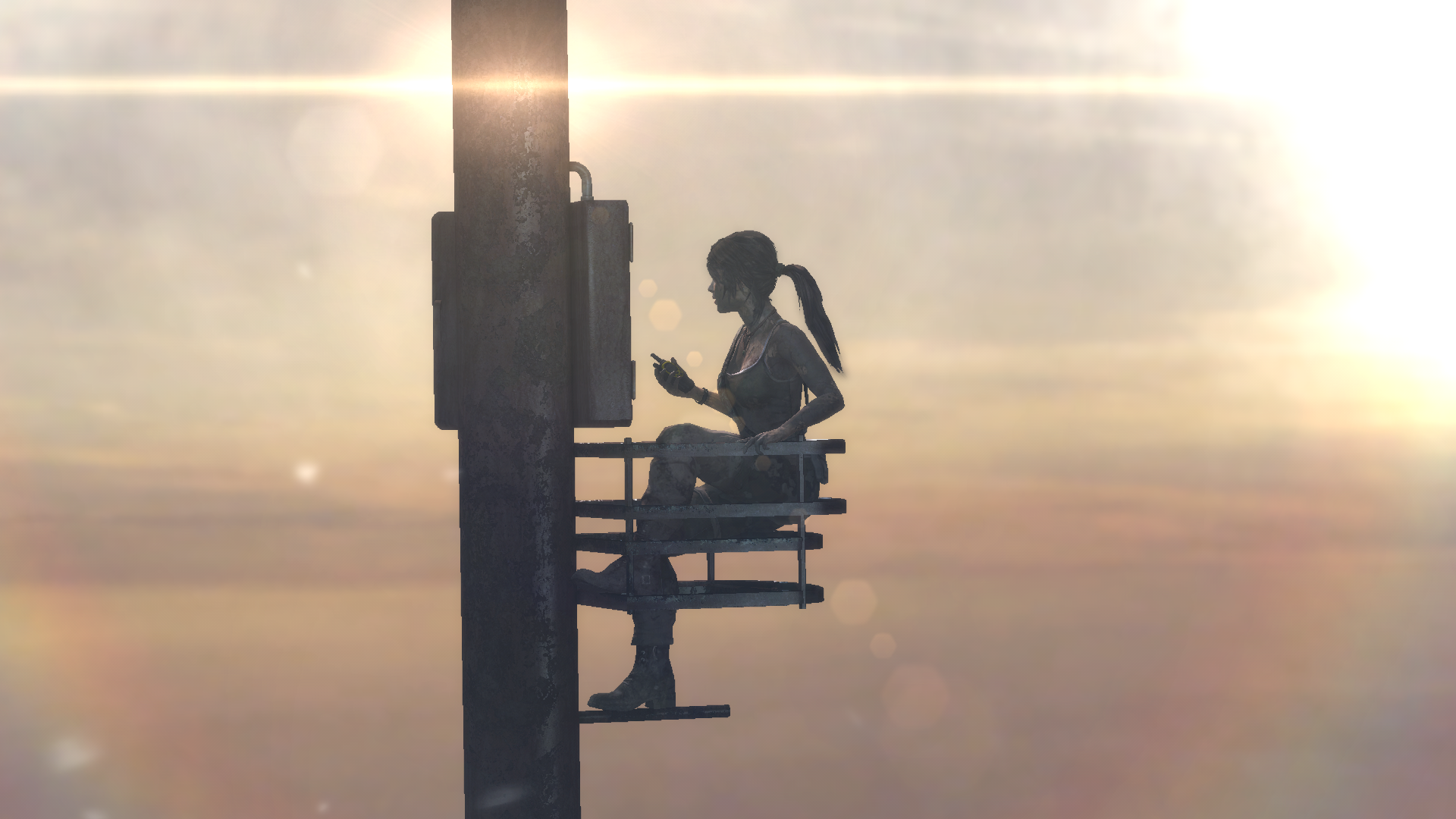 Lara Croft from Tomb Raider on a platform HD Wallpaper