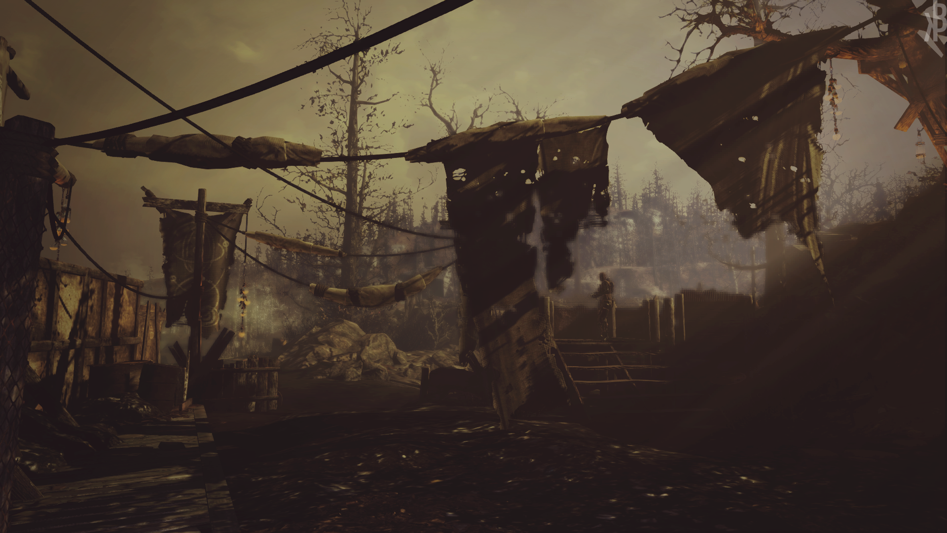 Fallout 4 screenshot of a post-apocalyptic settlement HD Wallpaper