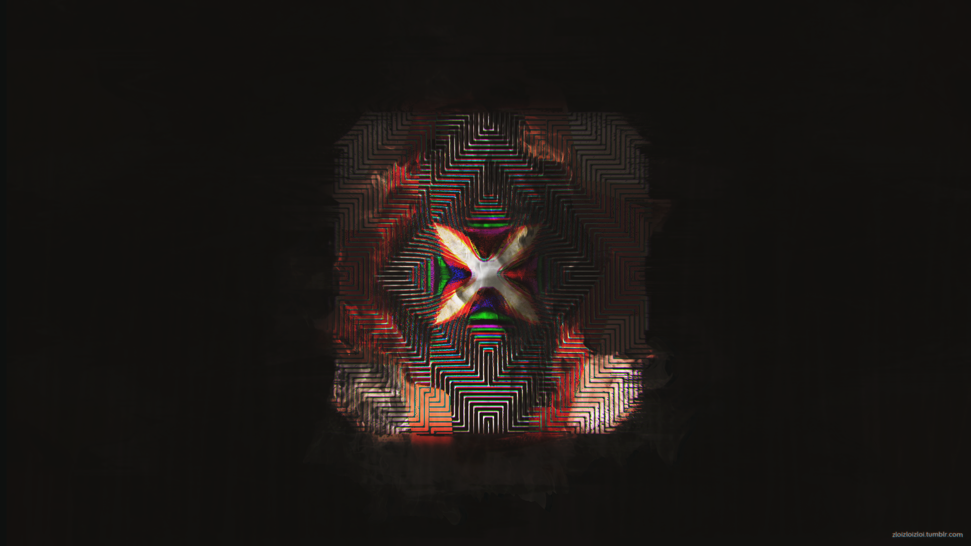 Abstract glitch art with X shape HD Wallpaper