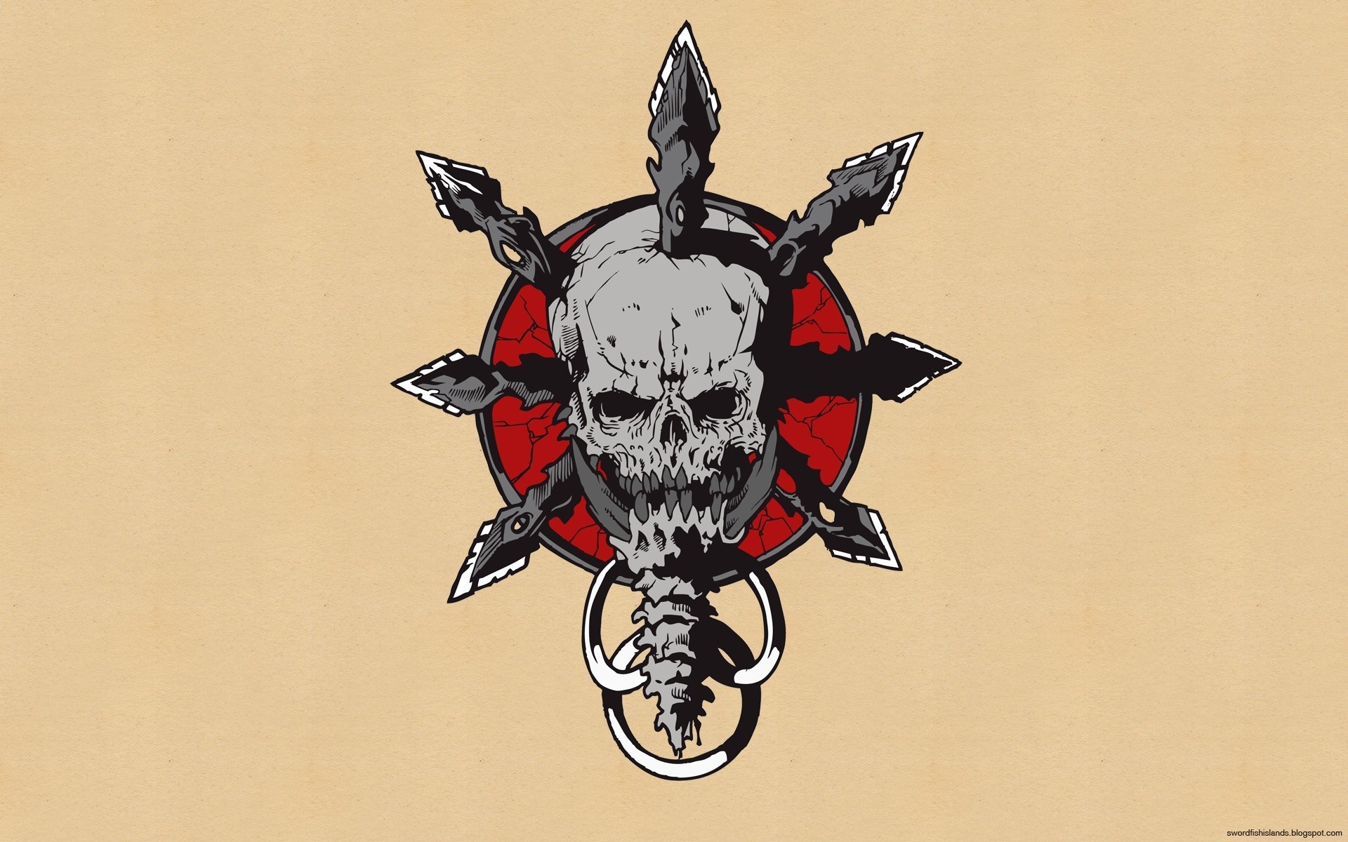 Skull with Chaos Star emblem HD Wallpaper