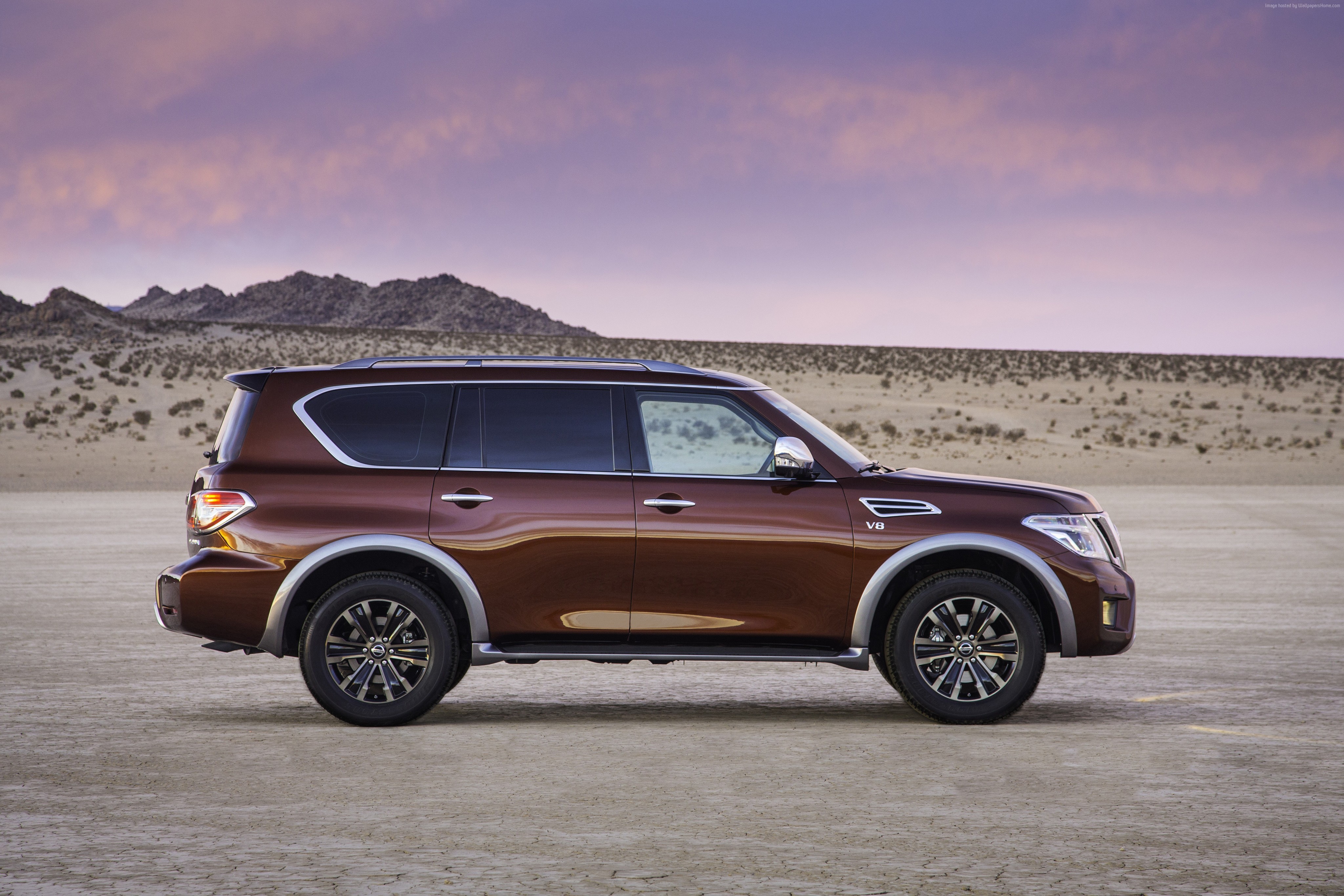 2018 Nissan Armada Platinum SUV in desert landscape HD Wallpaper