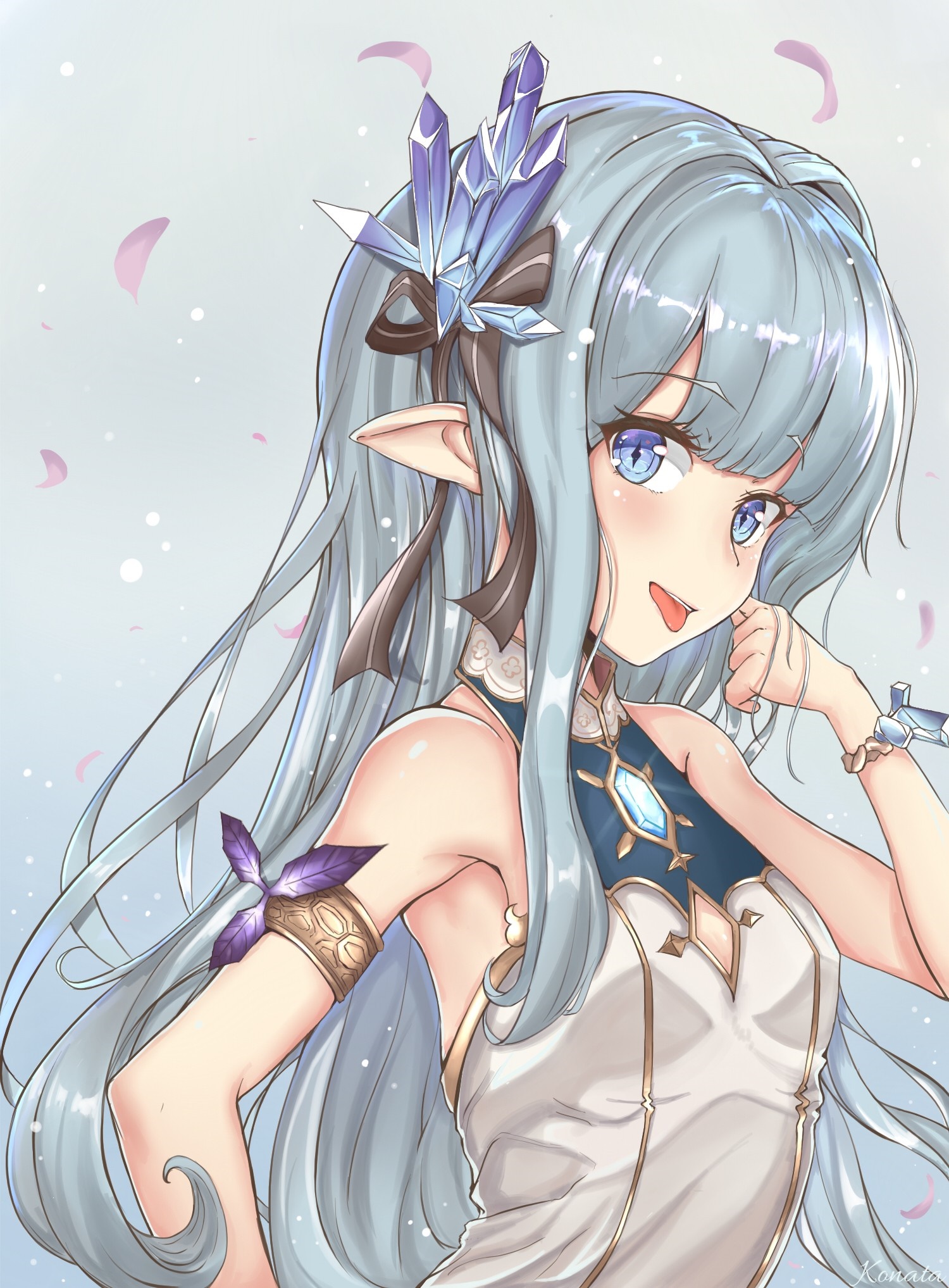 Anime girl with blue eyes and long blue hair HD Wallpaper