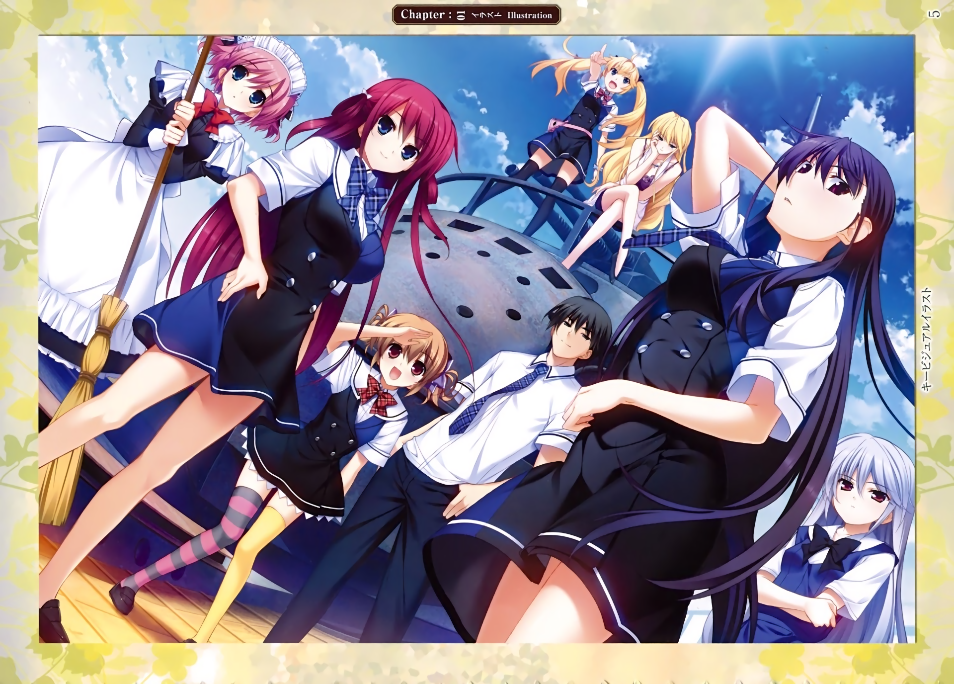 Grisaia no Kajitsu Illustration featuring Suou Amane, Kazami Yuuji, and others HD Wallpaper