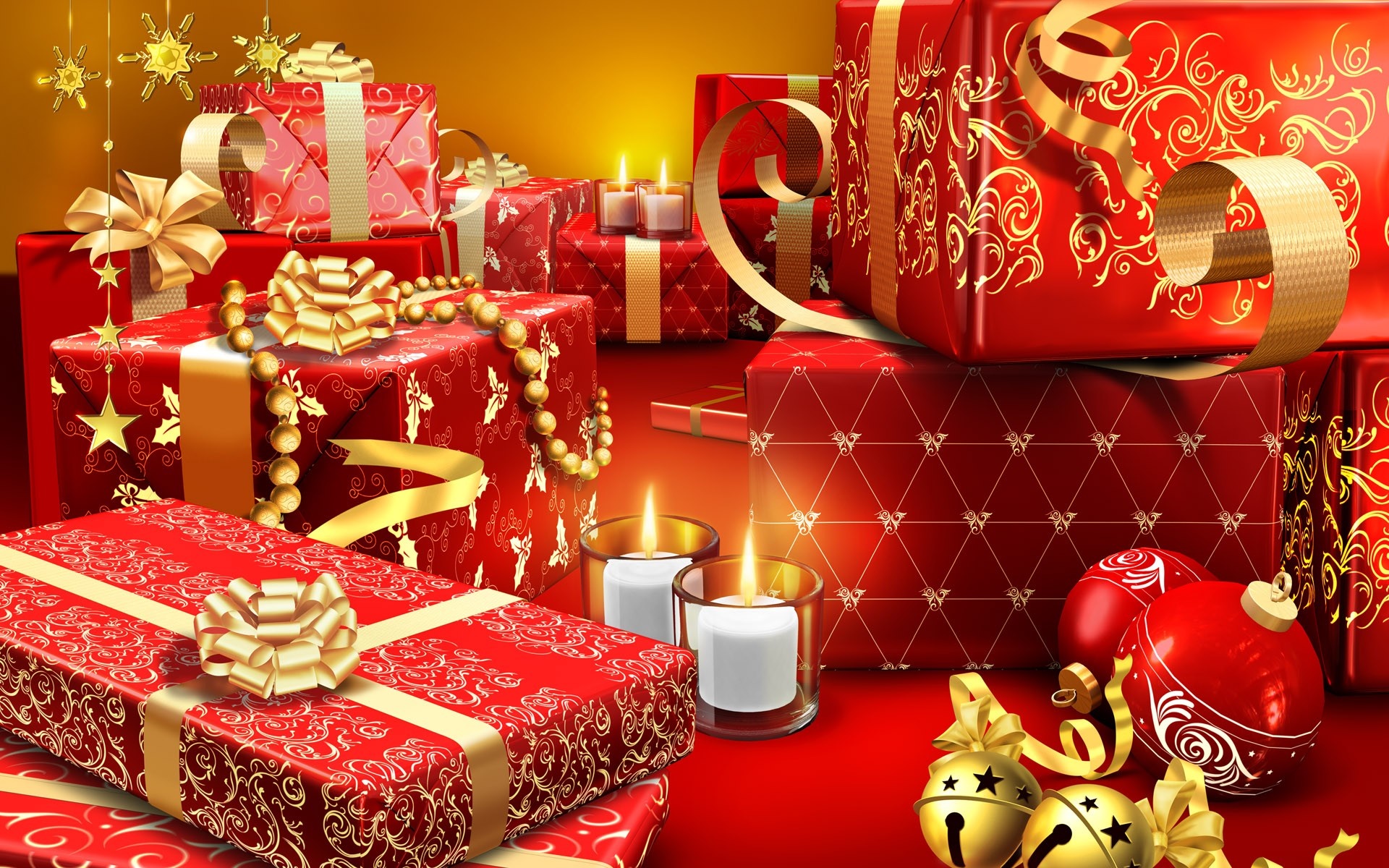 Christmas Gifts and Decorations HD Wallpaper