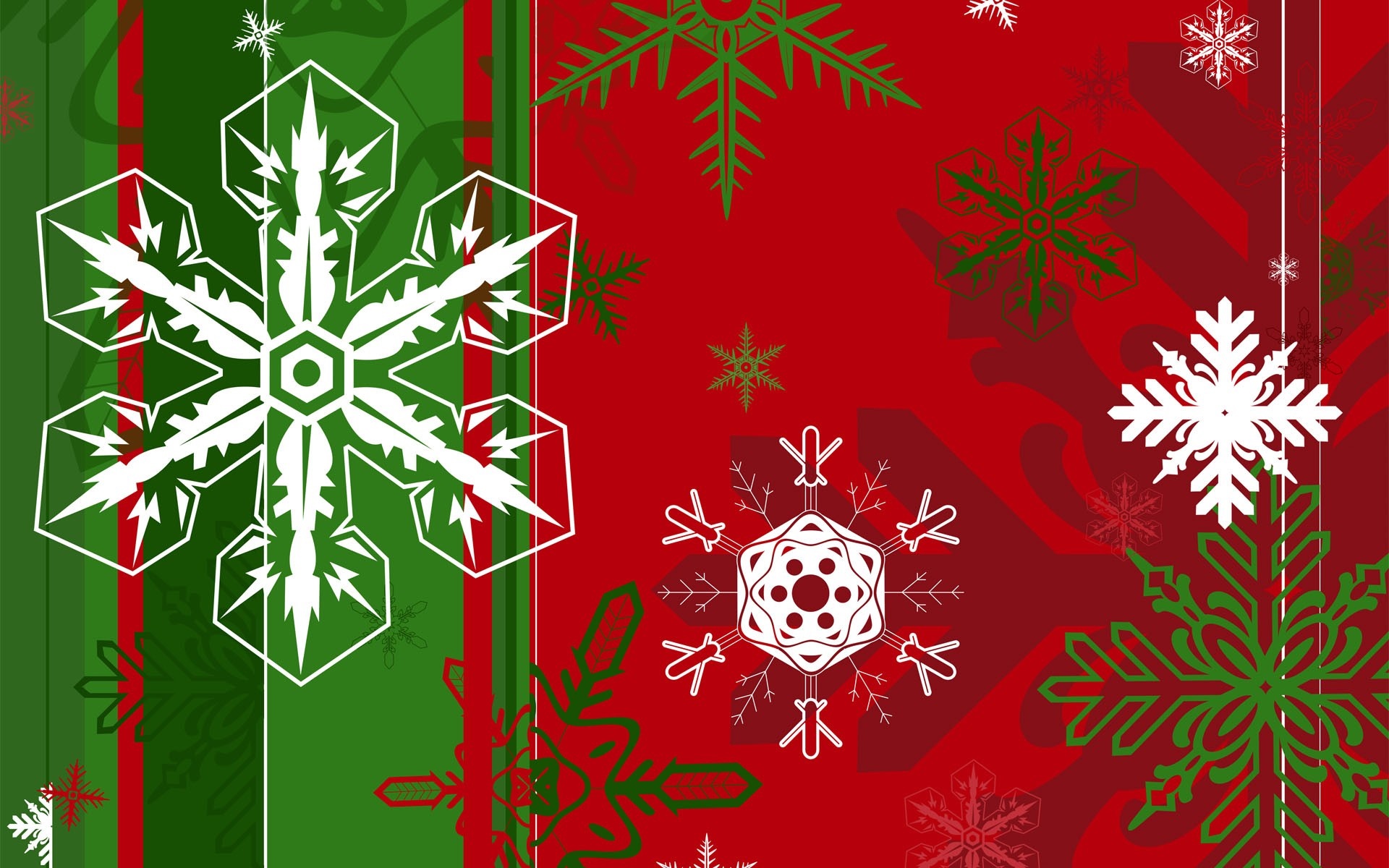 Christmas snowflakes on red and green background HD Wallpaper