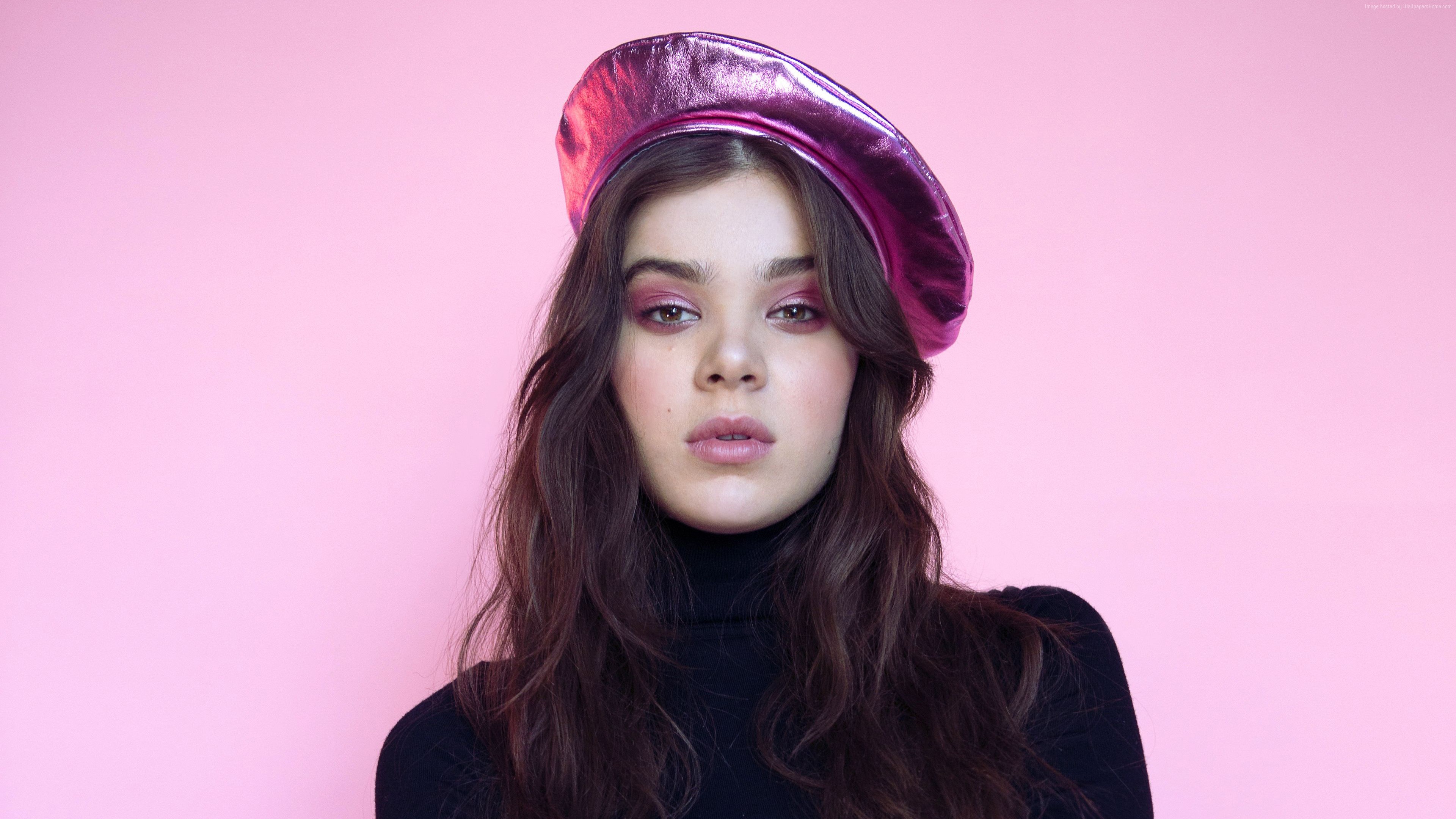 Hailee Steinfeld, 4K, Lipstick, Hat HD Wallpaper