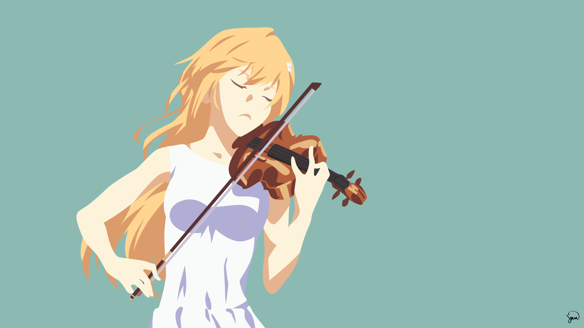 Miyazono Kaori from Shigatsu wa Kimi no Uso playing violin HD Wallpaper