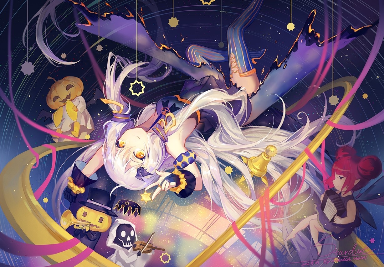 Luo Tianyi and friends in a Halloween galaxy HD Wallpaper