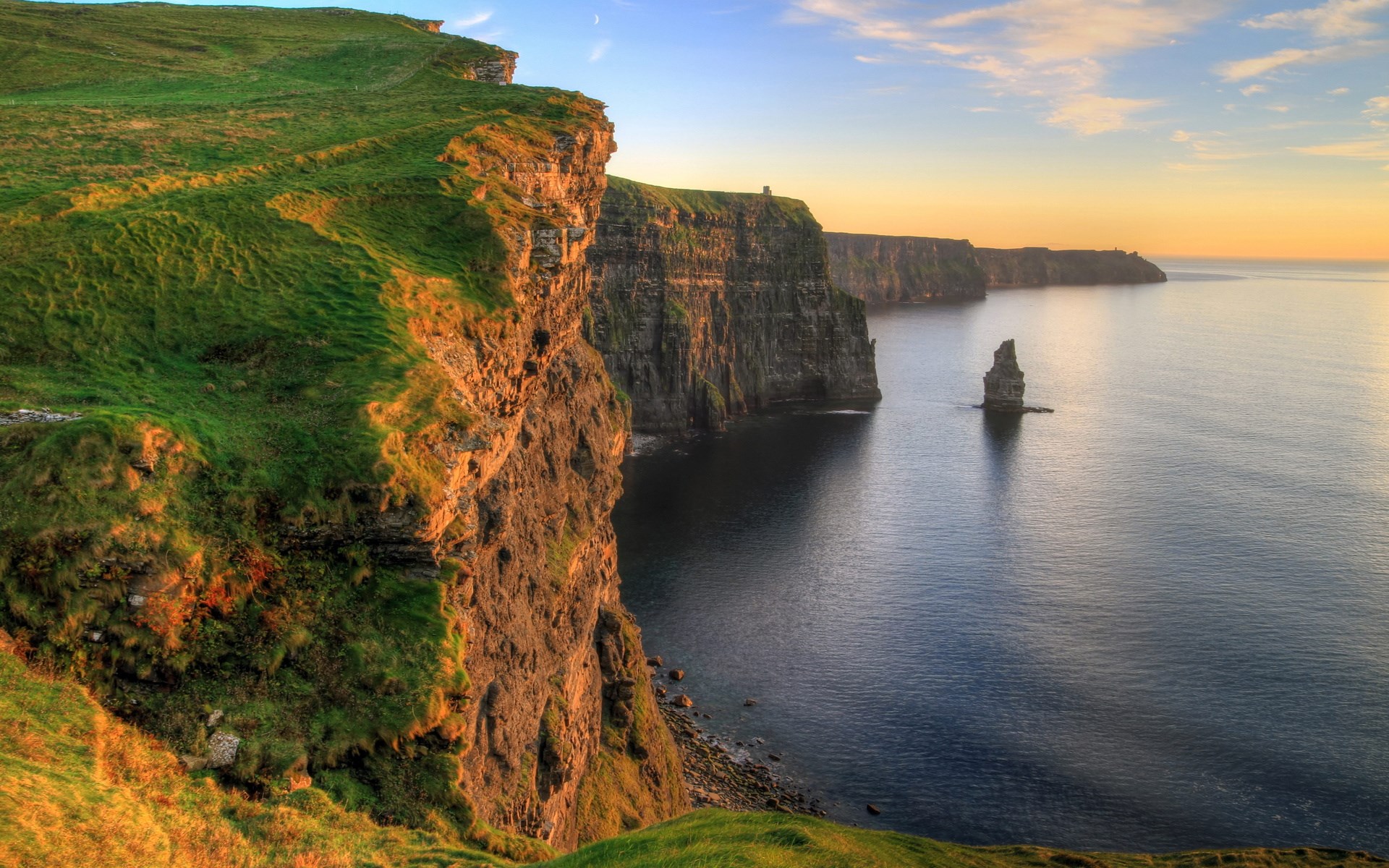 Cliffs of Moher, Ireland at sunset HD Wallpaper