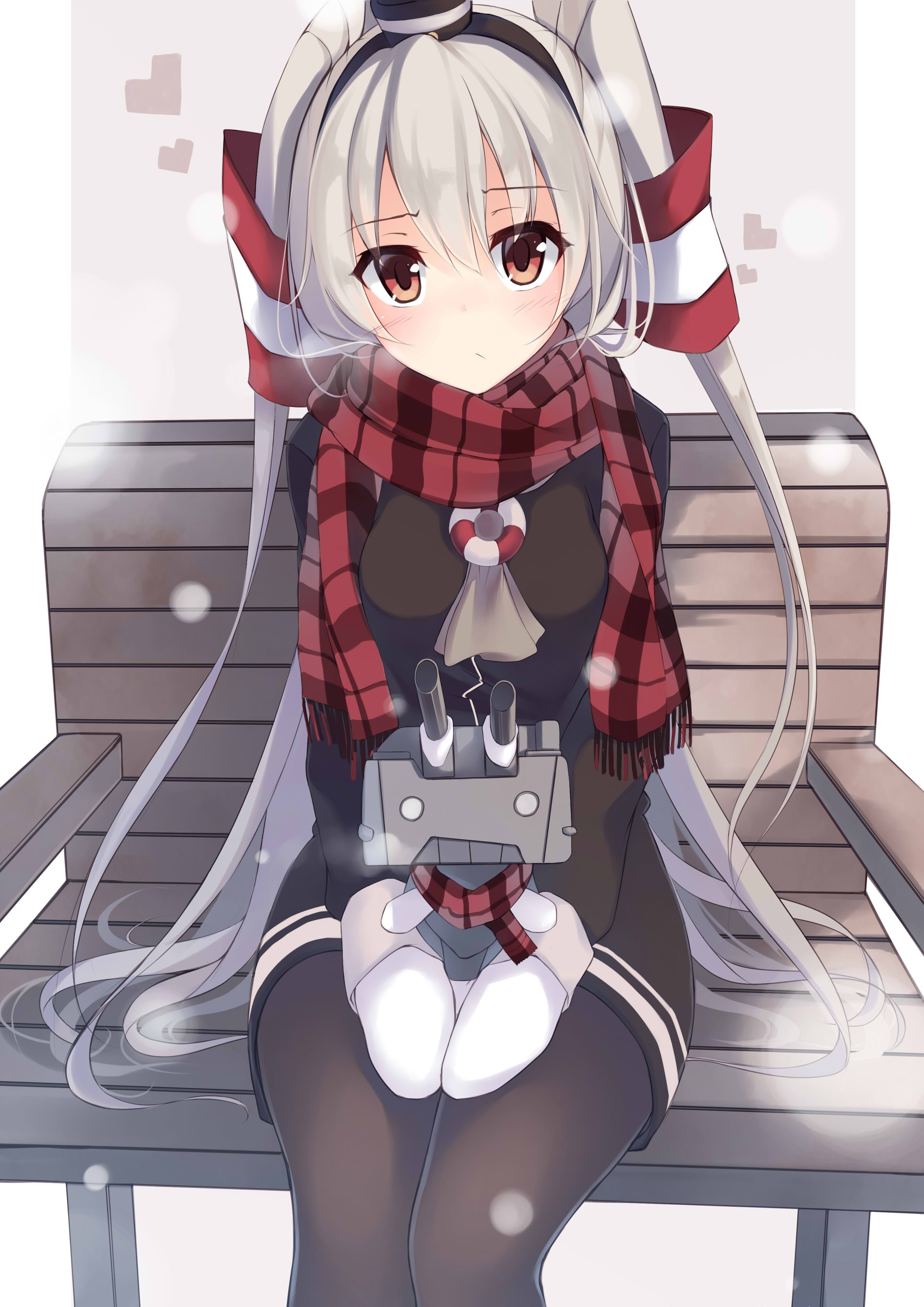 Amatsukaze from Kantai Collection holding a toy HD Wallpaper