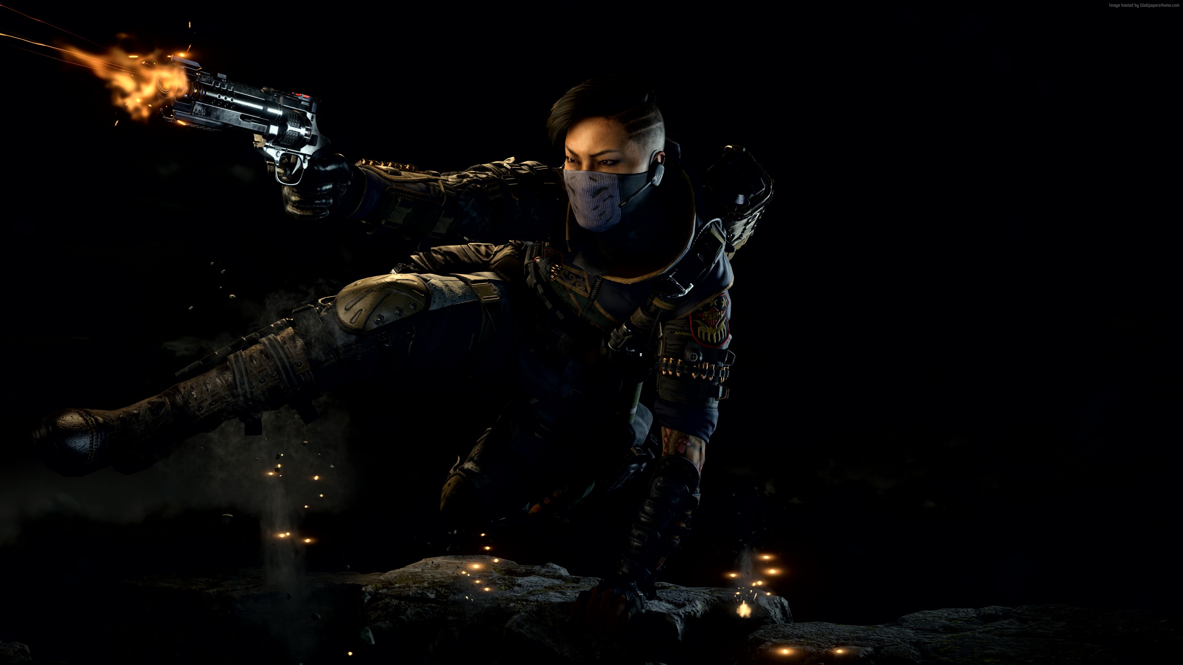 Woman firing a gun in Call of Duty Black Ops 4 4K HD Wallpaper