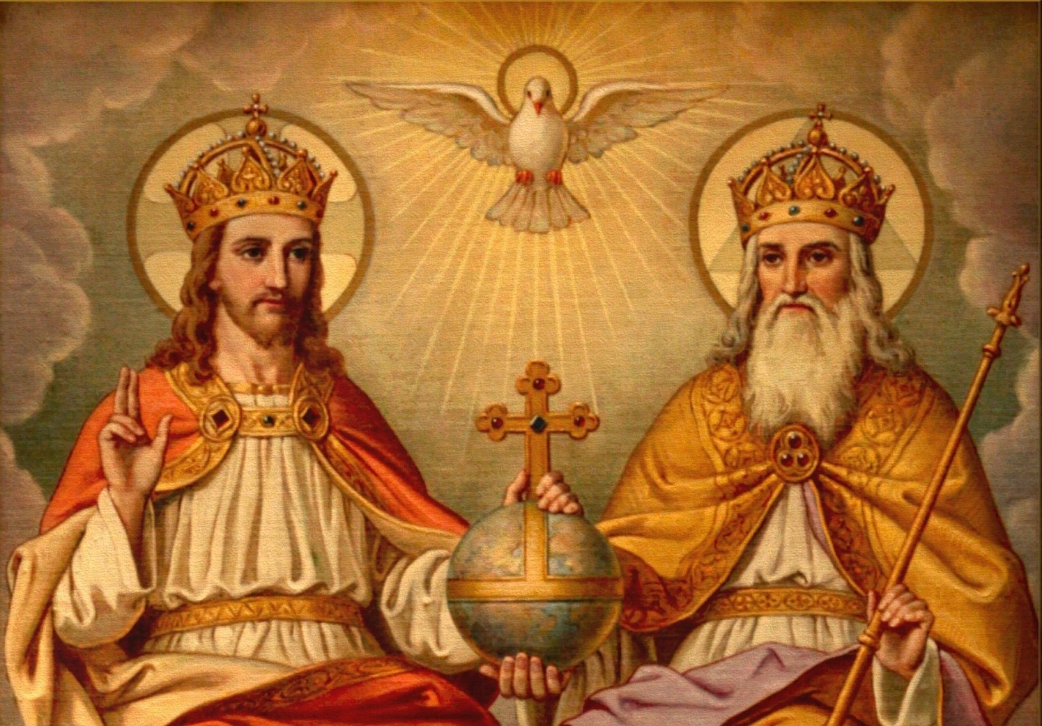 The Holy Trinity with the Dove of the Holy Spirit HD Wallpaper