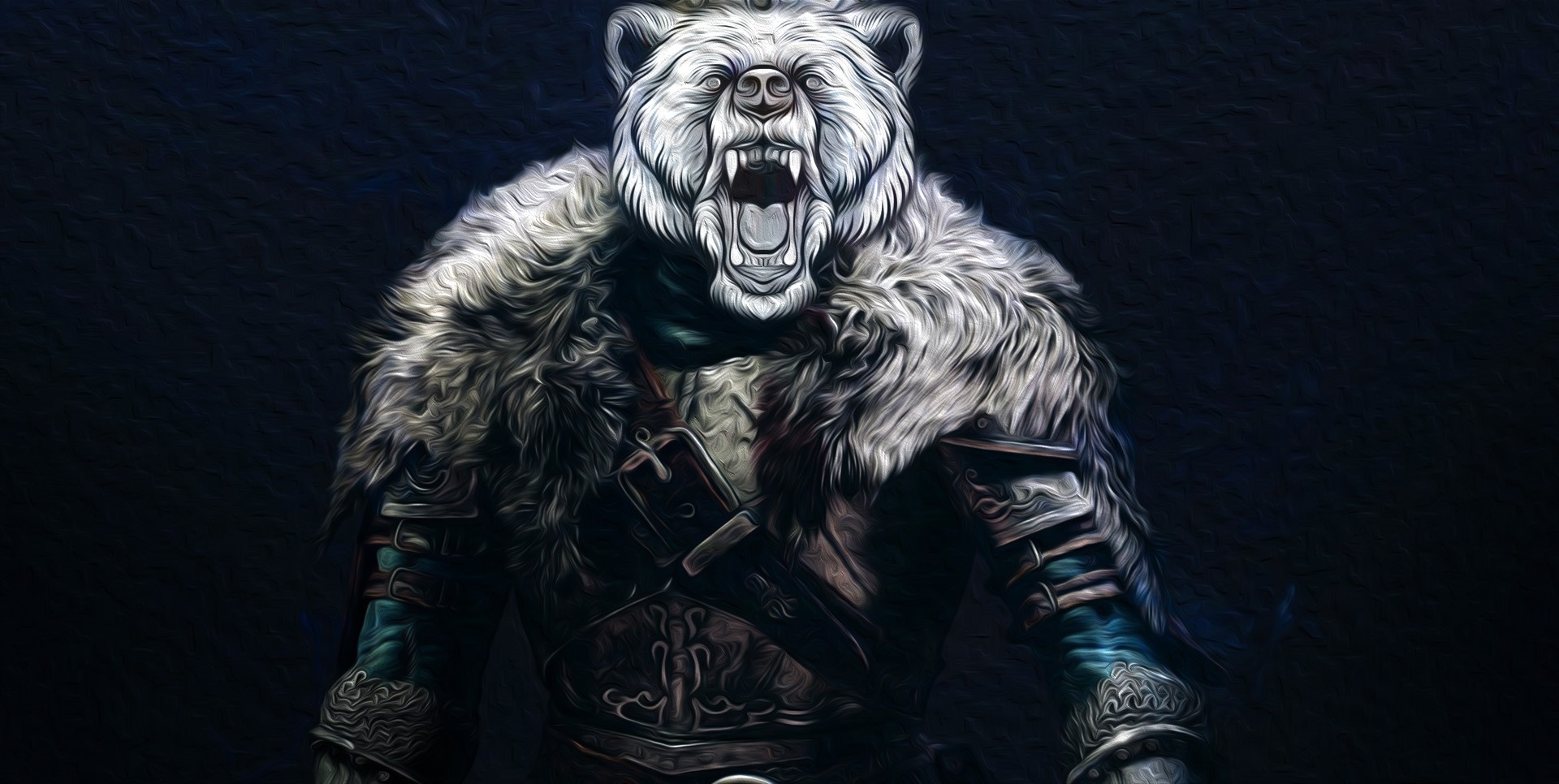 Fictional bear warrior in armor HD Wallpaper