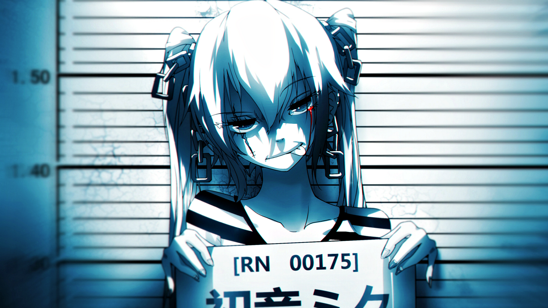 Hatsune Miku from Vocaloid Mugshot HD Wallpaper