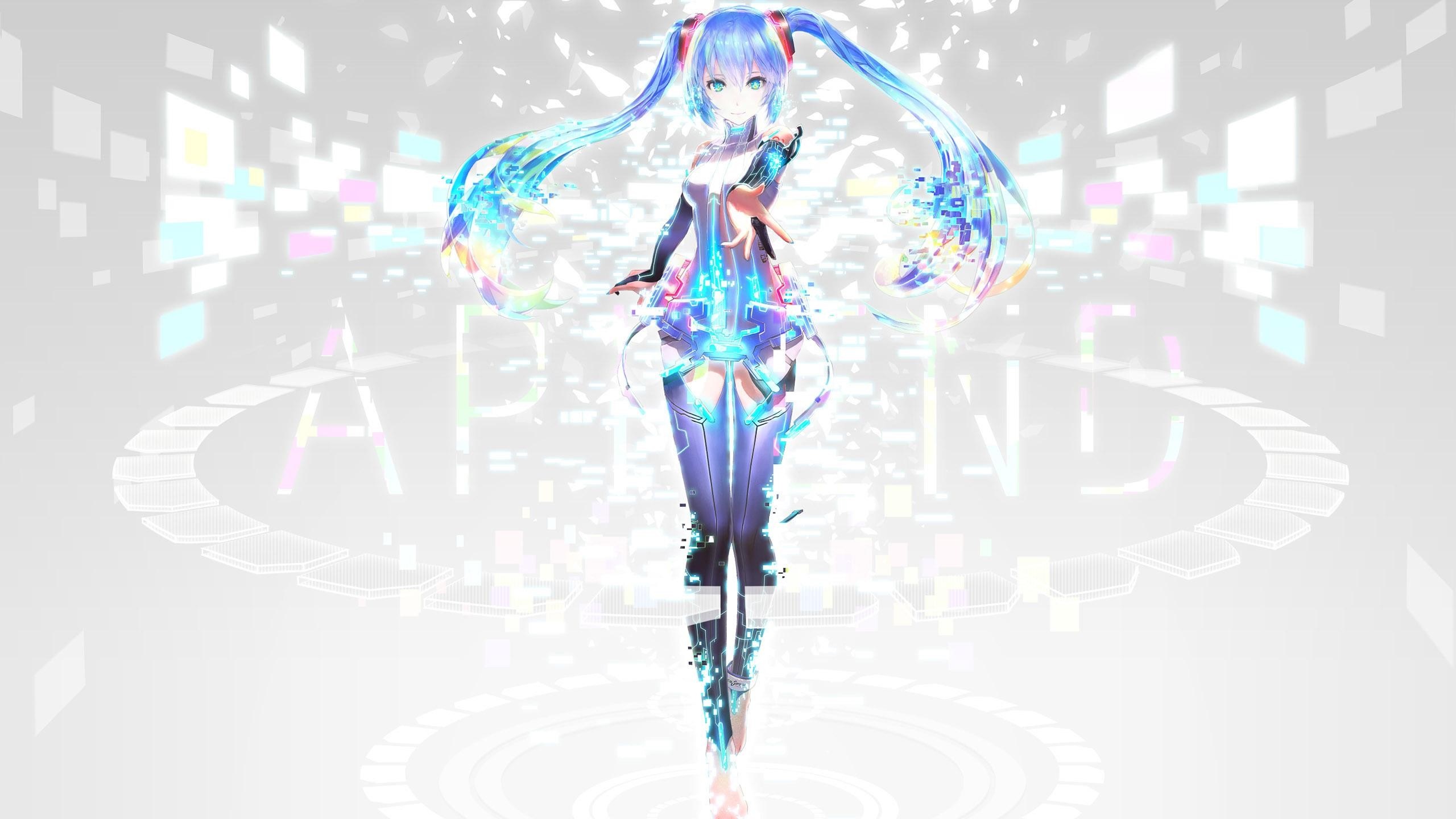 Hatsune Miku in a futuristic digital world HD Wallpaper