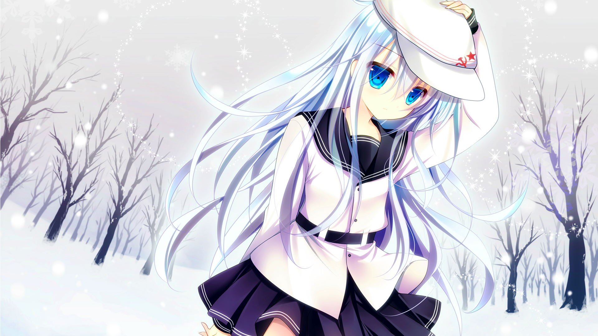 Anime girl in winter uniform HD Wallpaper