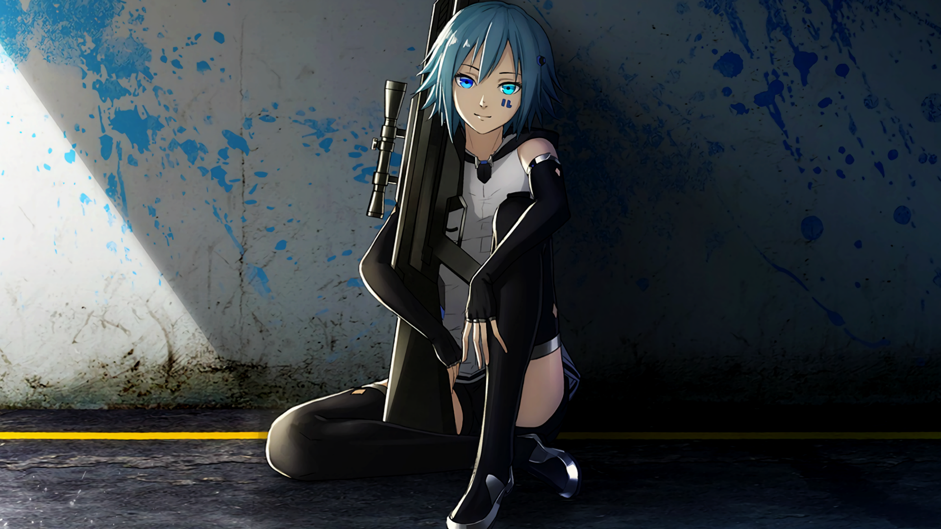 Anime girl with sniper rifle HD Wallpaper
