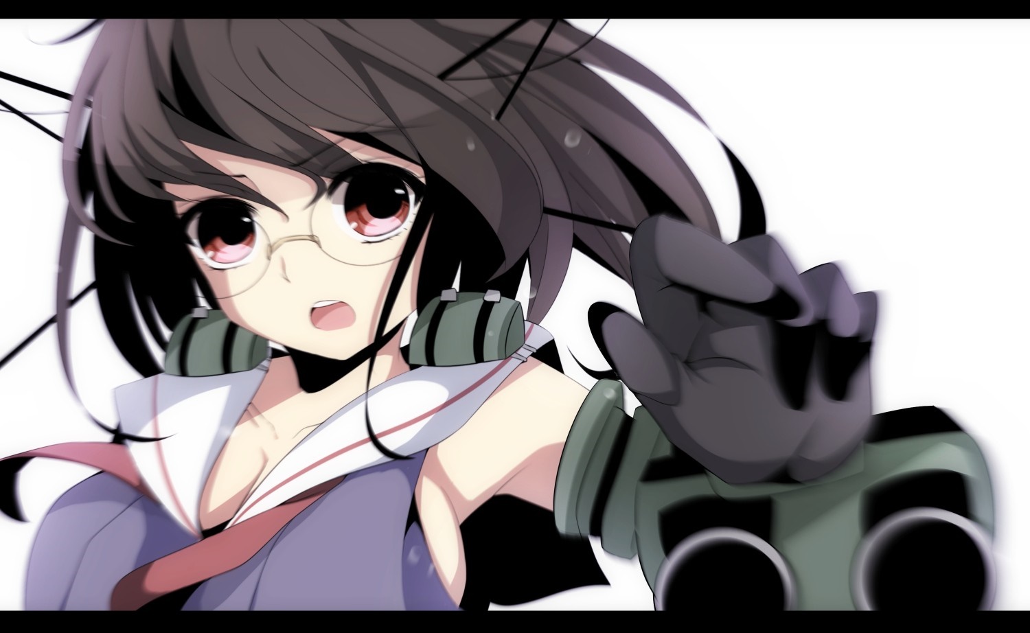 Anime girl with glasses and headphones HD Wallpaper