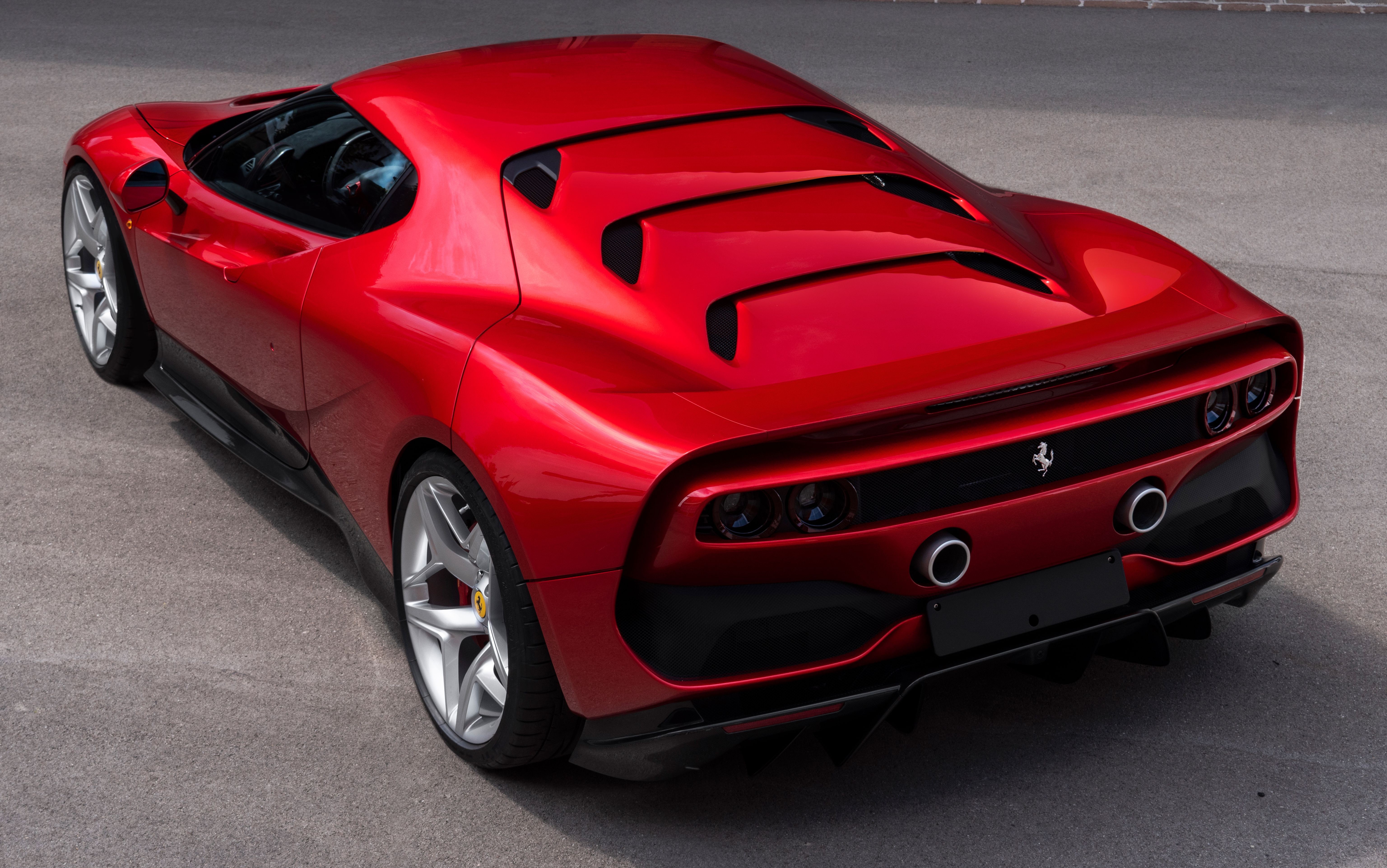 Red Ferrari SP38 rear view HD Wallpaper