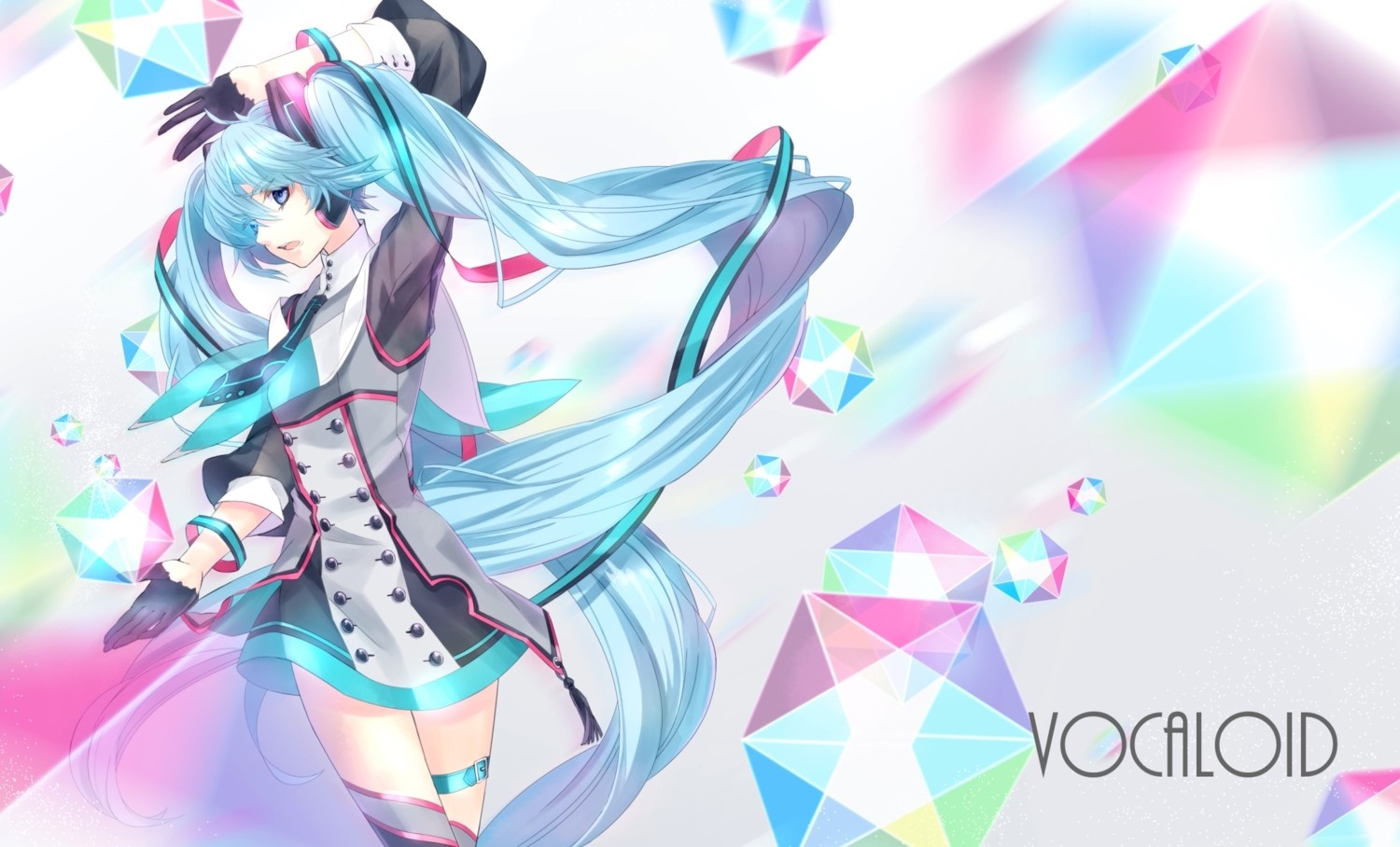 Hatsune Miku holding a lightning-charged weapon HD Wallpaper