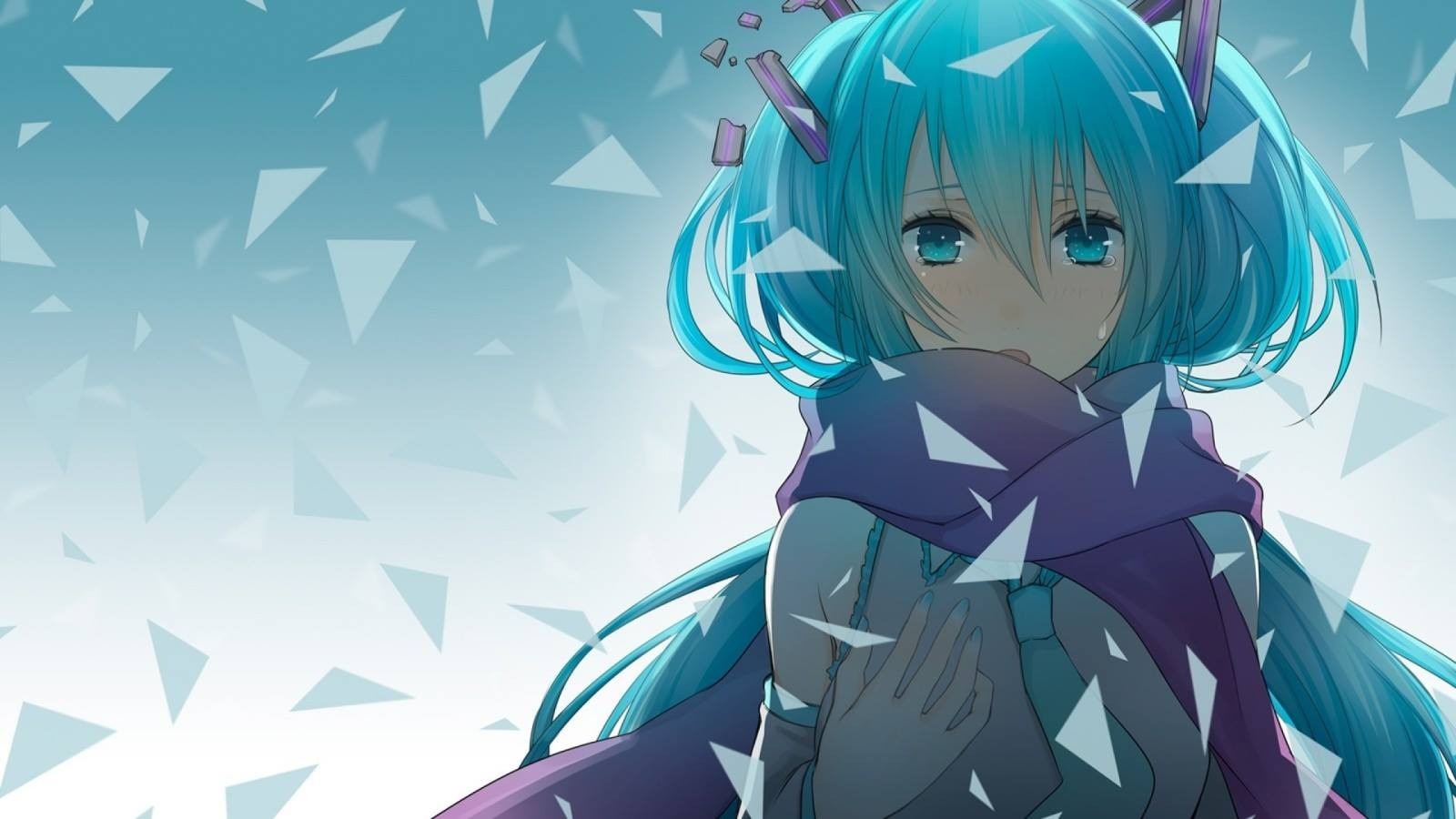 Hatsune Miku from Vocaloid with shattered background HD Wallpaper
