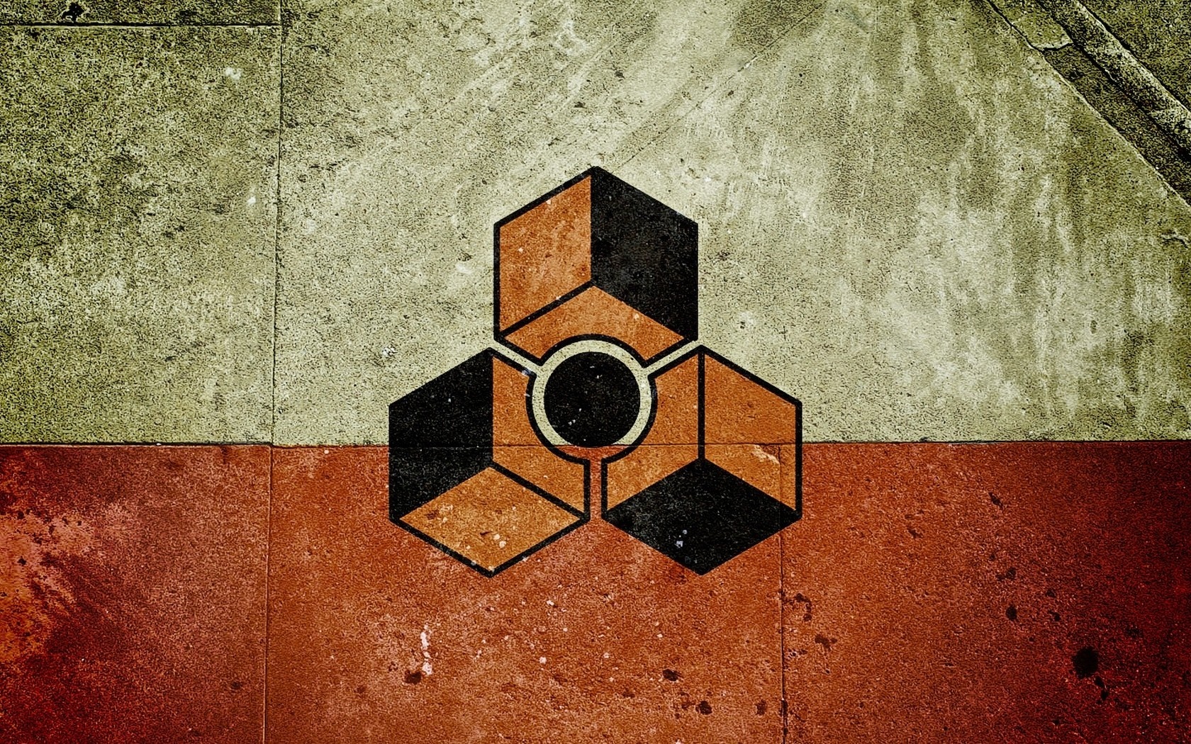 Geometric symbol on textured wall HD Wallpaper